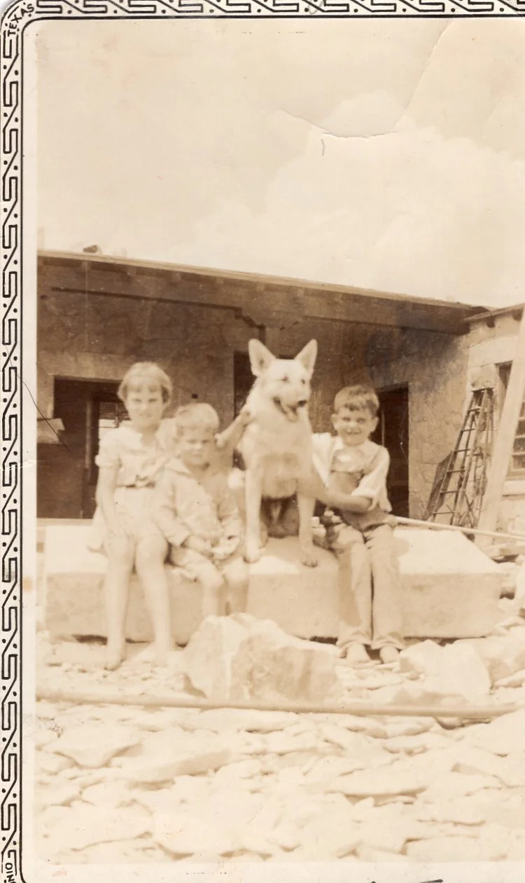 Helen, L.B., Chubby (dog), and Billy Polley