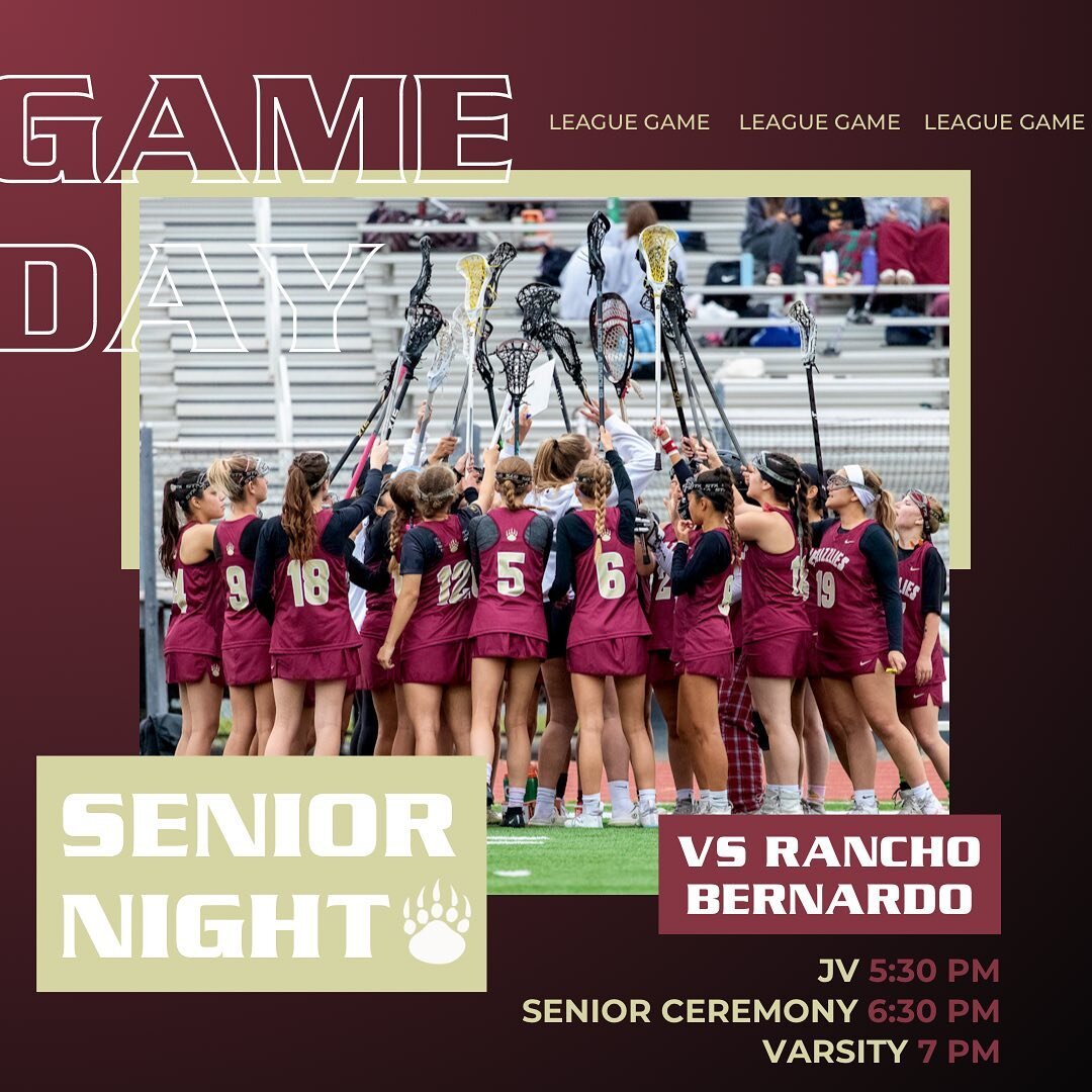 📣 GAME DAY: SENIOR NIGHT EDITION 📣 Come show your support for our Jv team at 5:30, stay for the senior ceremony at 6:30, and catch varsity in action at 7! It&rsquo;ll be a great evening for some lax under the lights! 🤩 #GoGrizz 

📸: @tripleaction