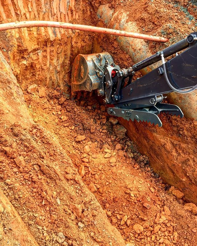 When digging, utilities can be a pain. However, when properly marked it makes it a lot easier to deal with. #FSR #FSRHomes #Construction #ConstructionSite #Utilities #SiteDevelopment #DirtMovers