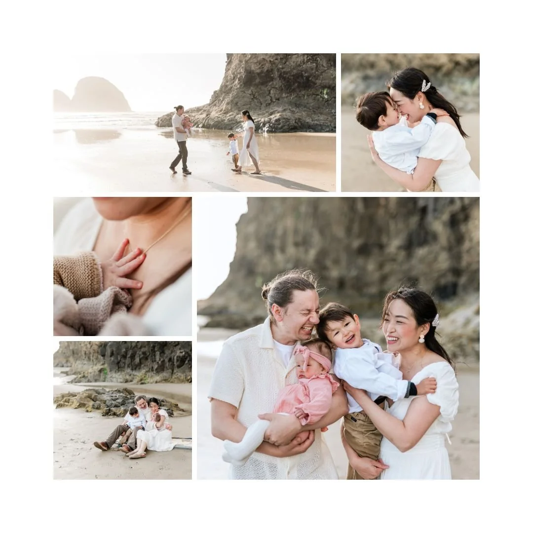 Family playing at beach