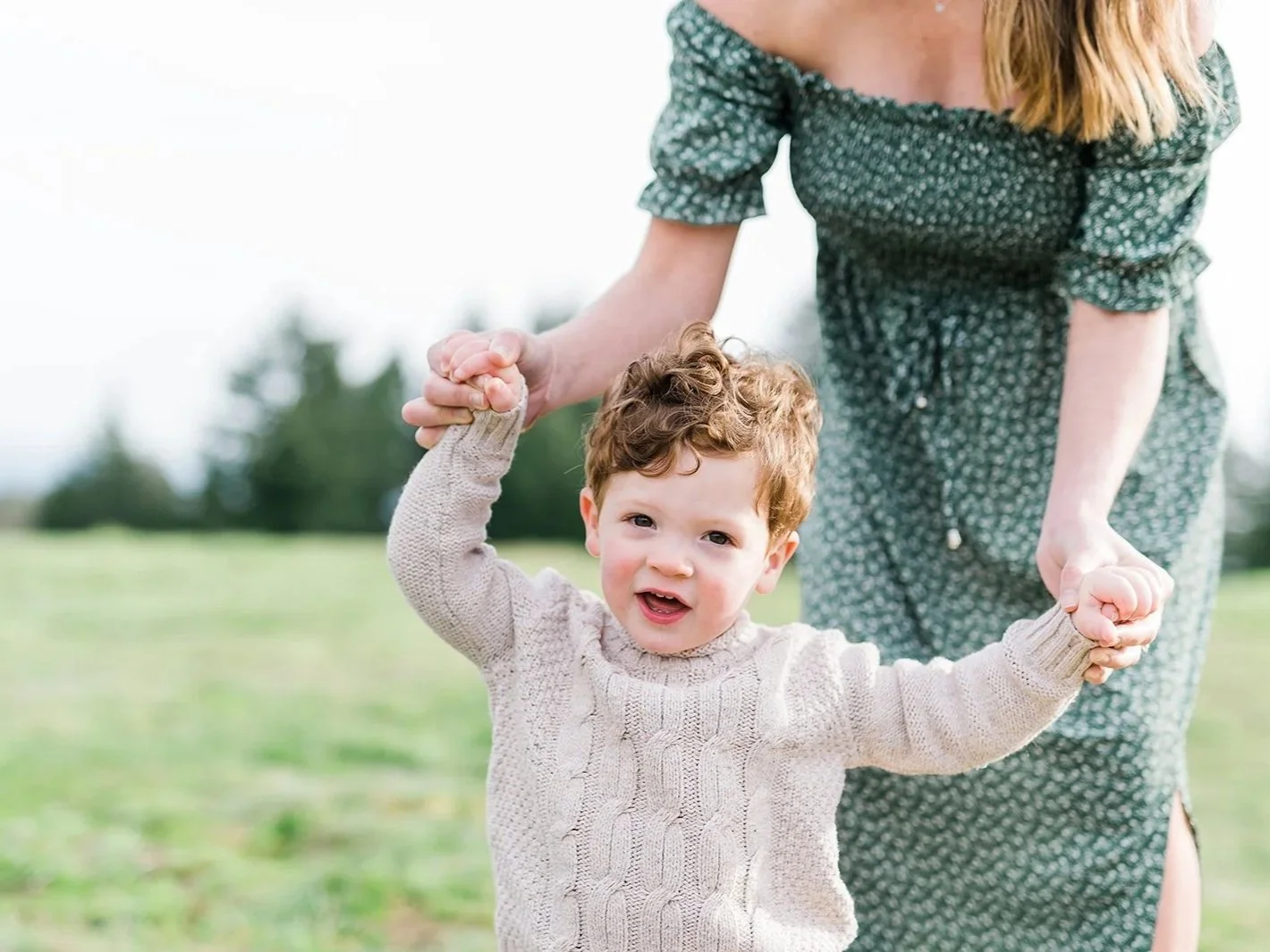 Toddler and mom at portland oregon maternity session