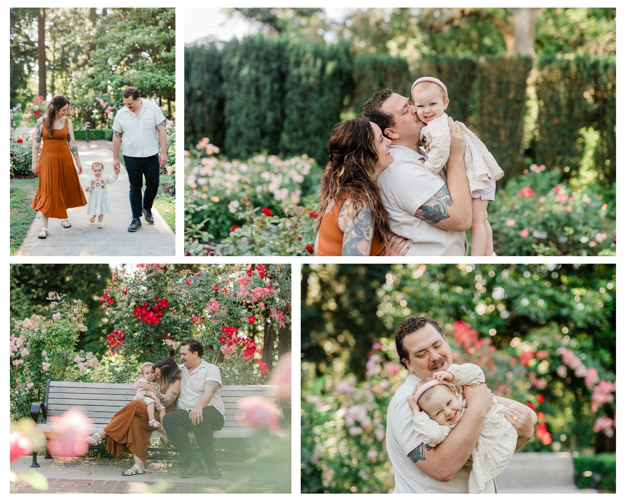 Family photos at Portland Oregon Rose Garden