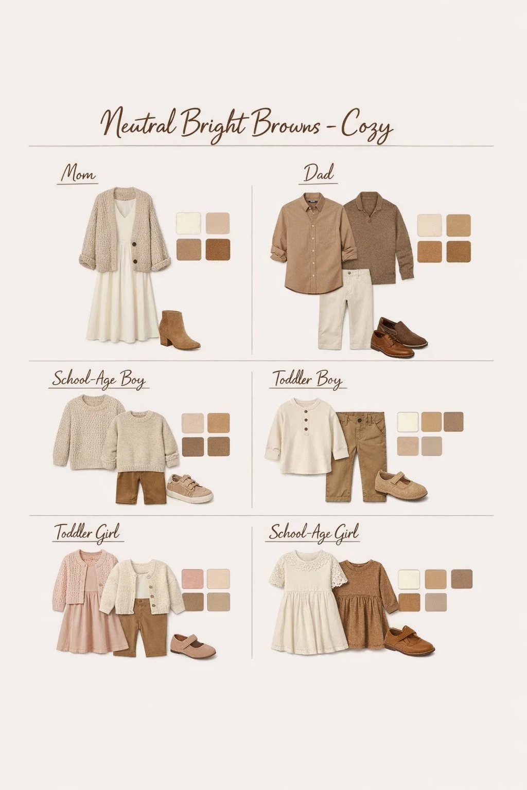 Cozy neutral browns family outfit guide