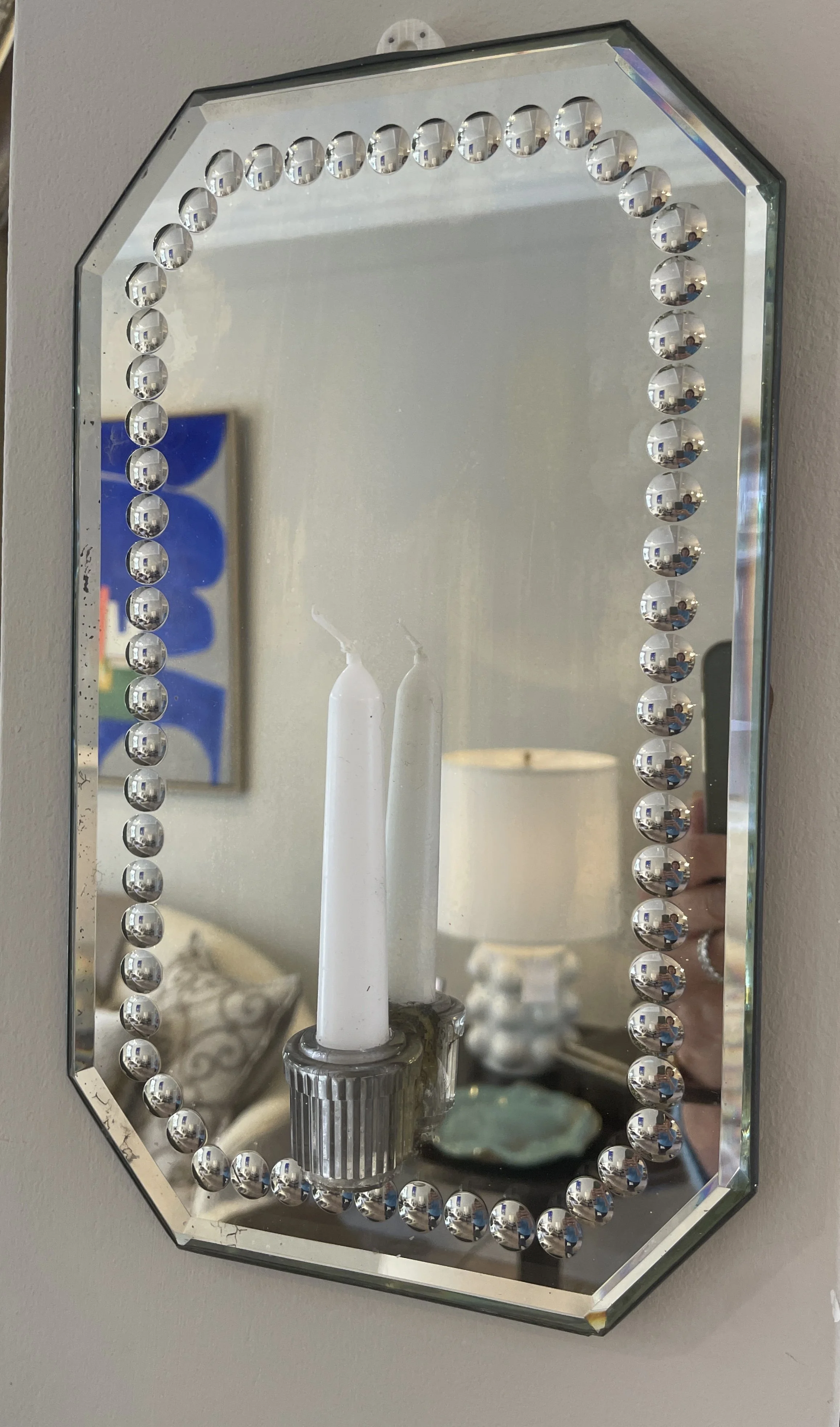 Mirrored Wall Sconce with Candle - early 20th Century