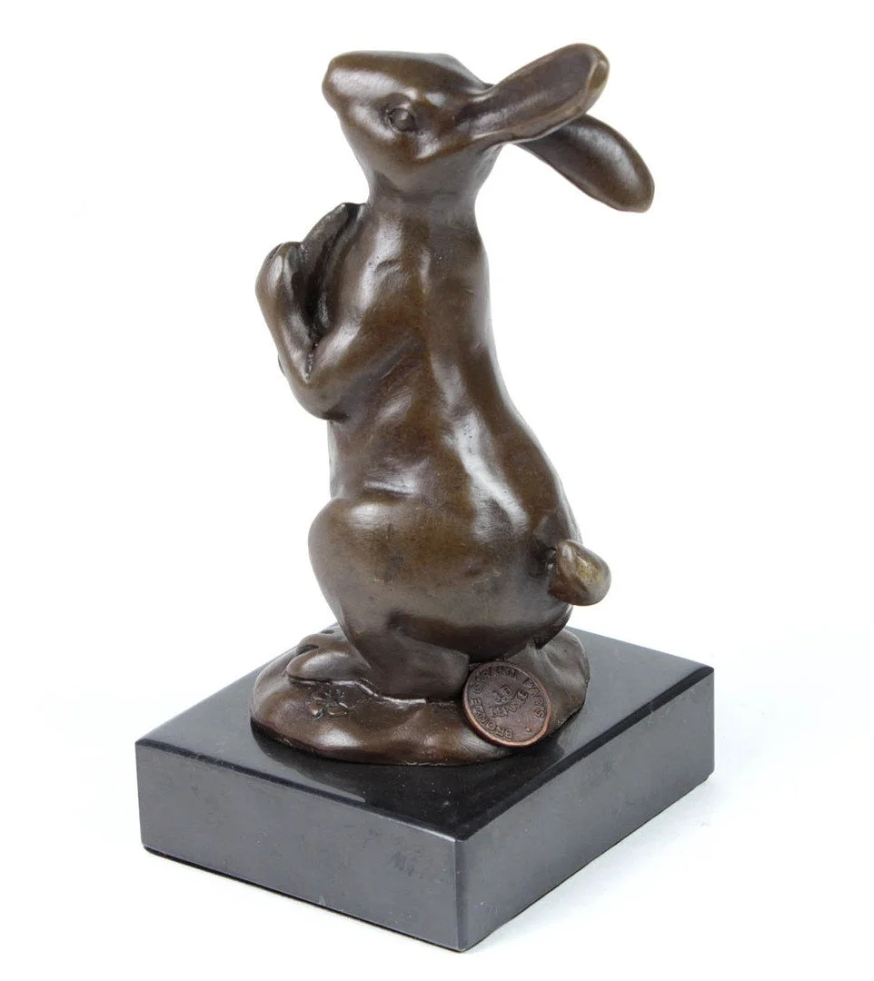 Bronze Rabbit on Marble Base