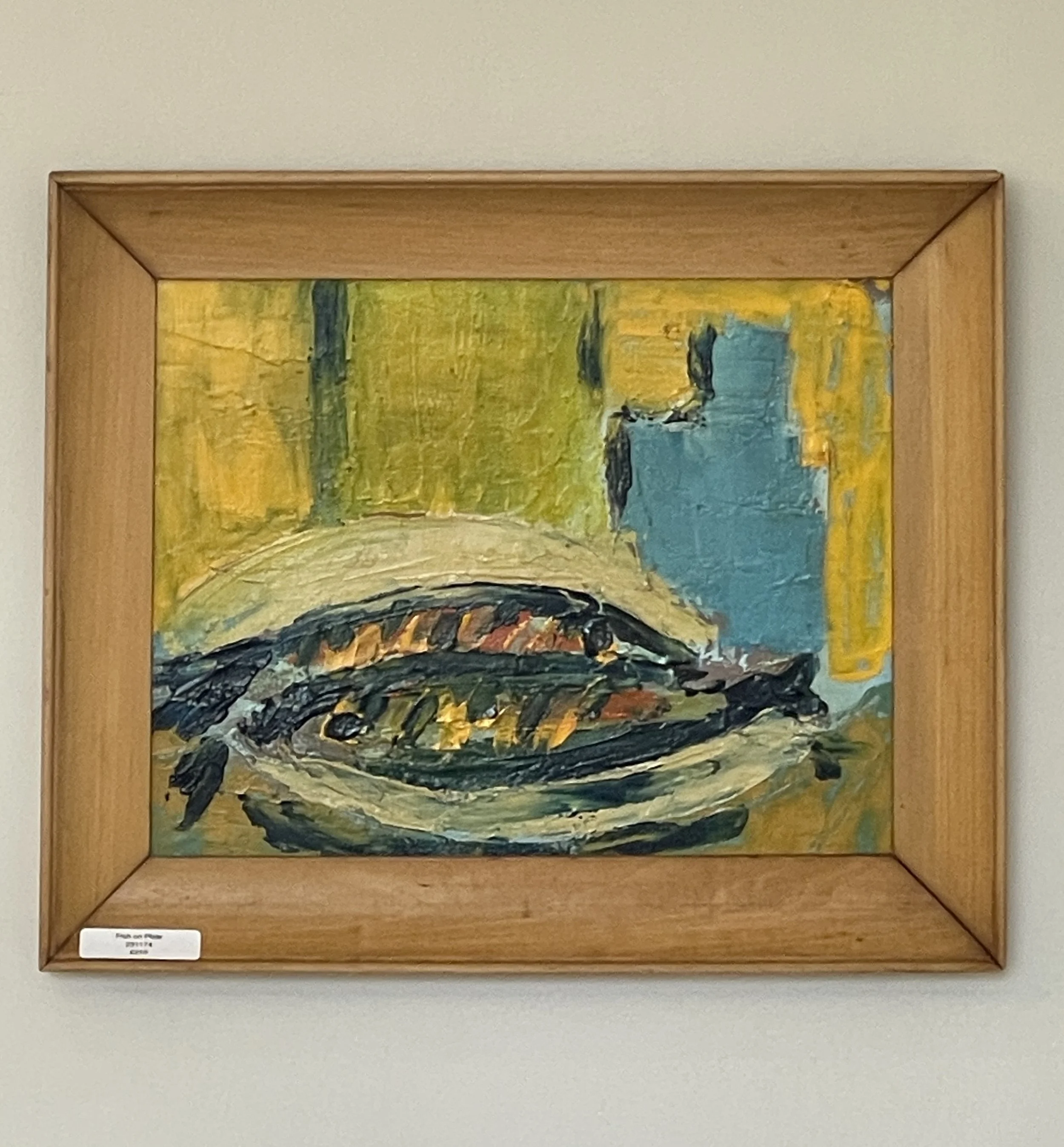 Fish On Plate - Mid Century Oil on Board