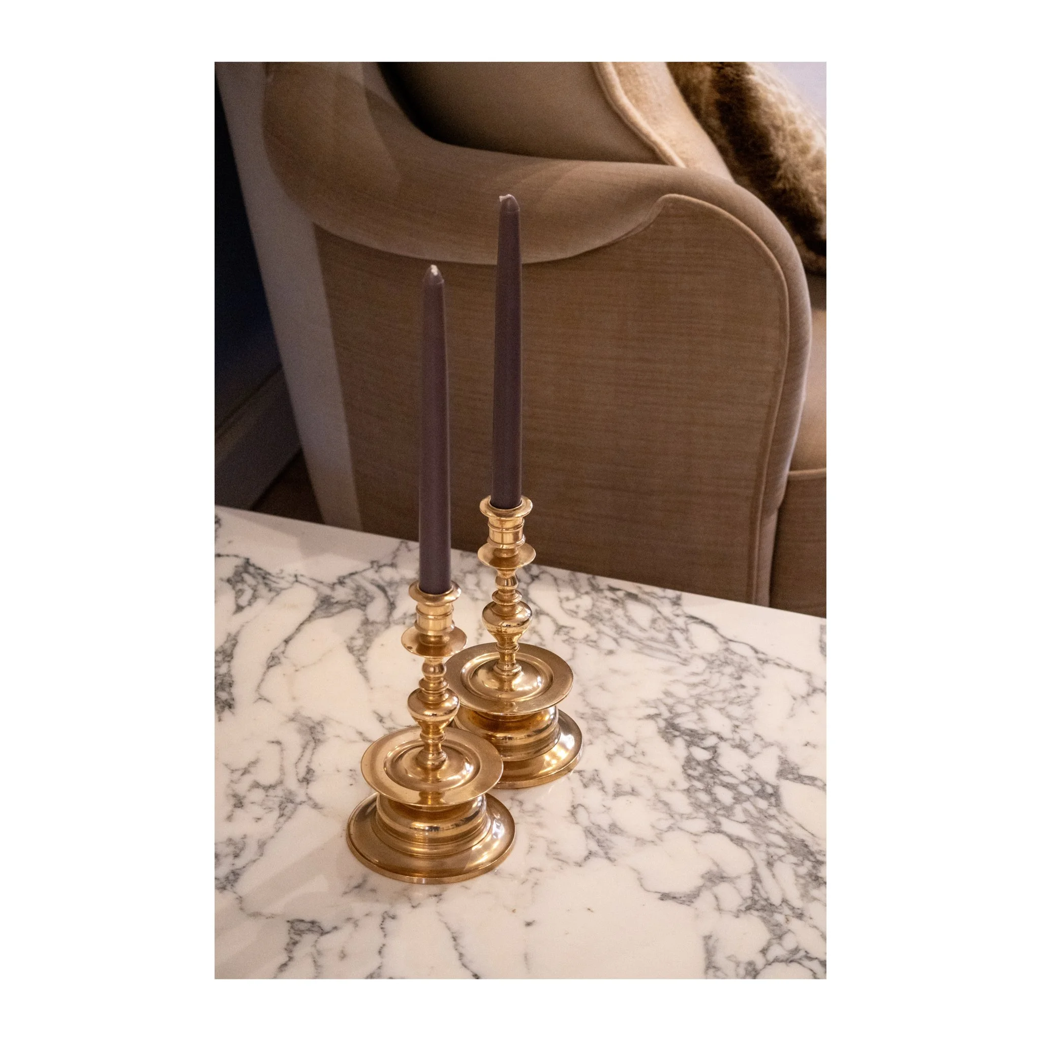 2 Brass Candlesticks,  by  Torshammars bruk nr 64. - Sweden