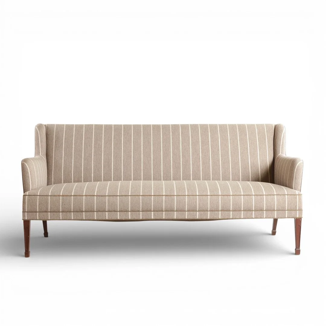 Coming Soon.   FRITS HENNINGSEN (F. 1889, D. 1965). Settee, upholstered in striped wool.