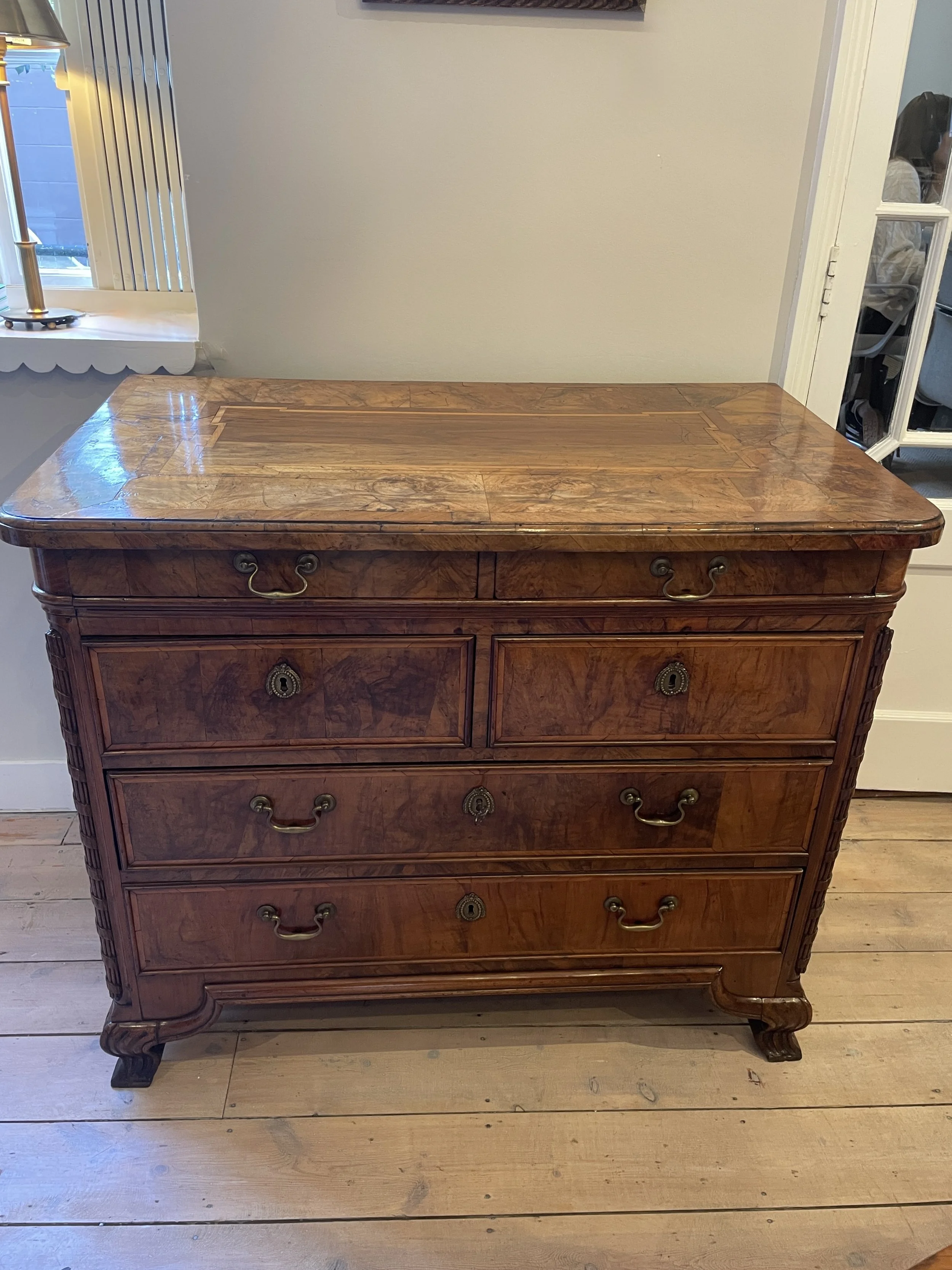 Continental Walnut and Oak Chest of Draws.