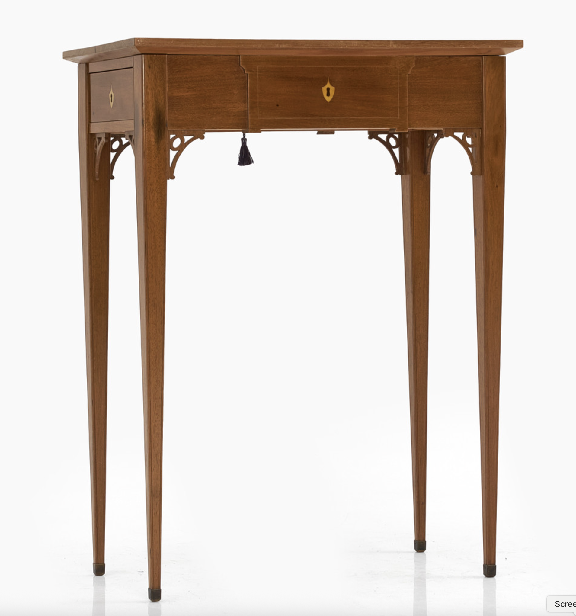 Hall table/ Lamp table Gustavian style, early 20th century, three lockable drawers.  Mahogany