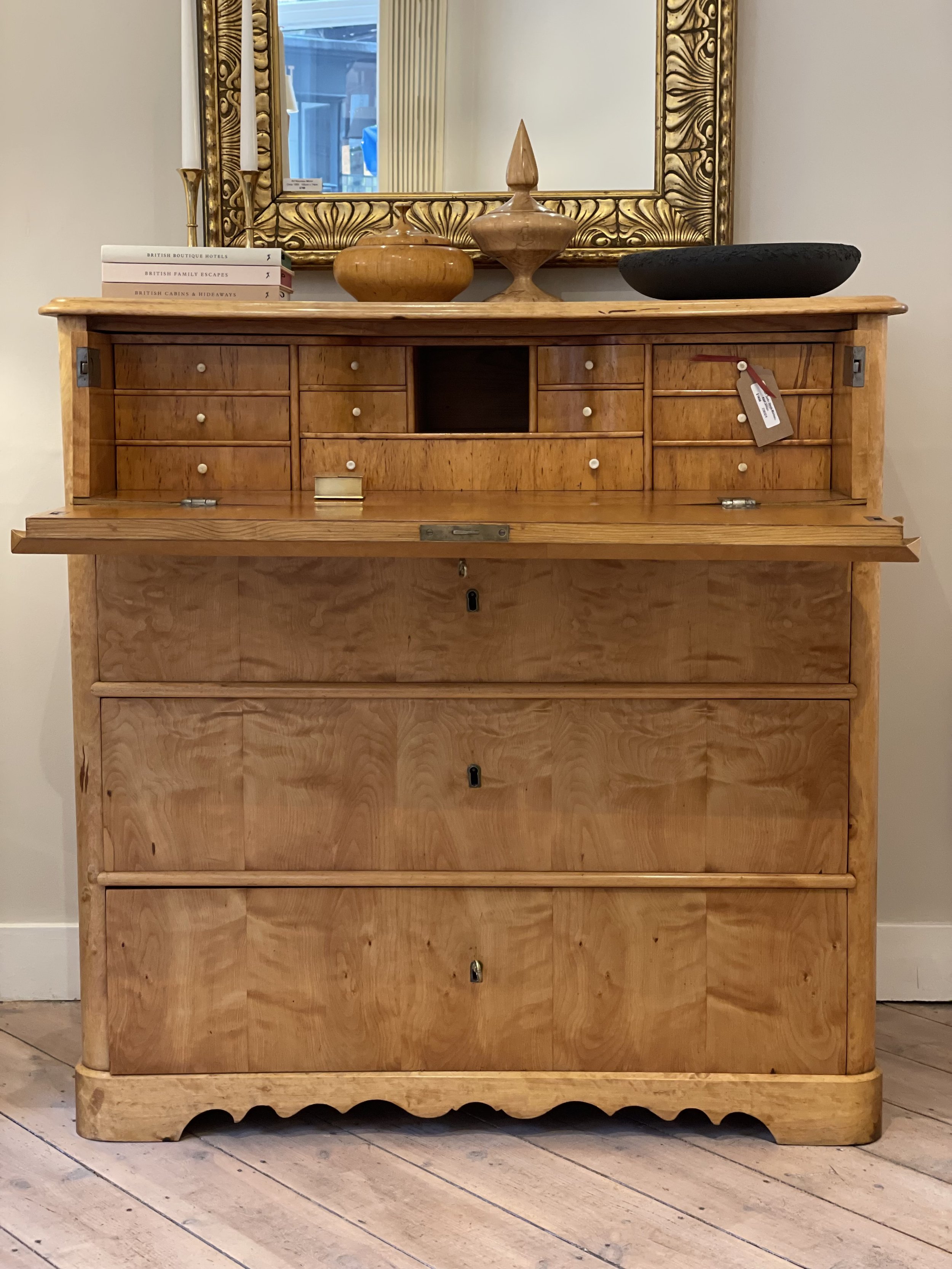 Bureau, Swedish  mid 19th century, Karl Johan, Satin Birchwood