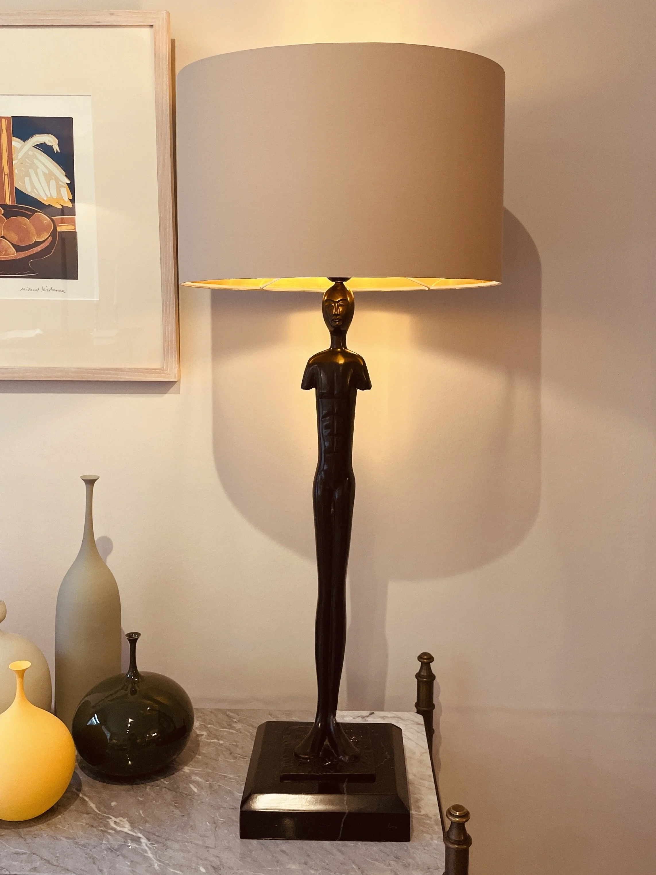 Bronze Cast Man, on marble base.