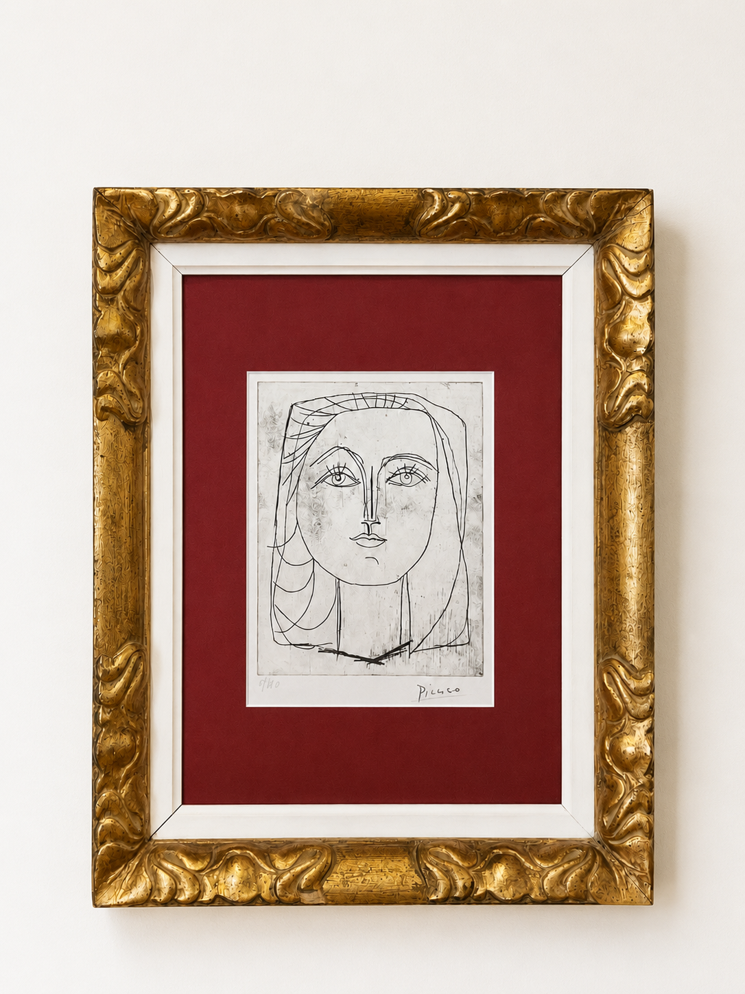 Cubist Limited edition etching,      'Bust of a woman',        Picasso, signed, stamped and numbered