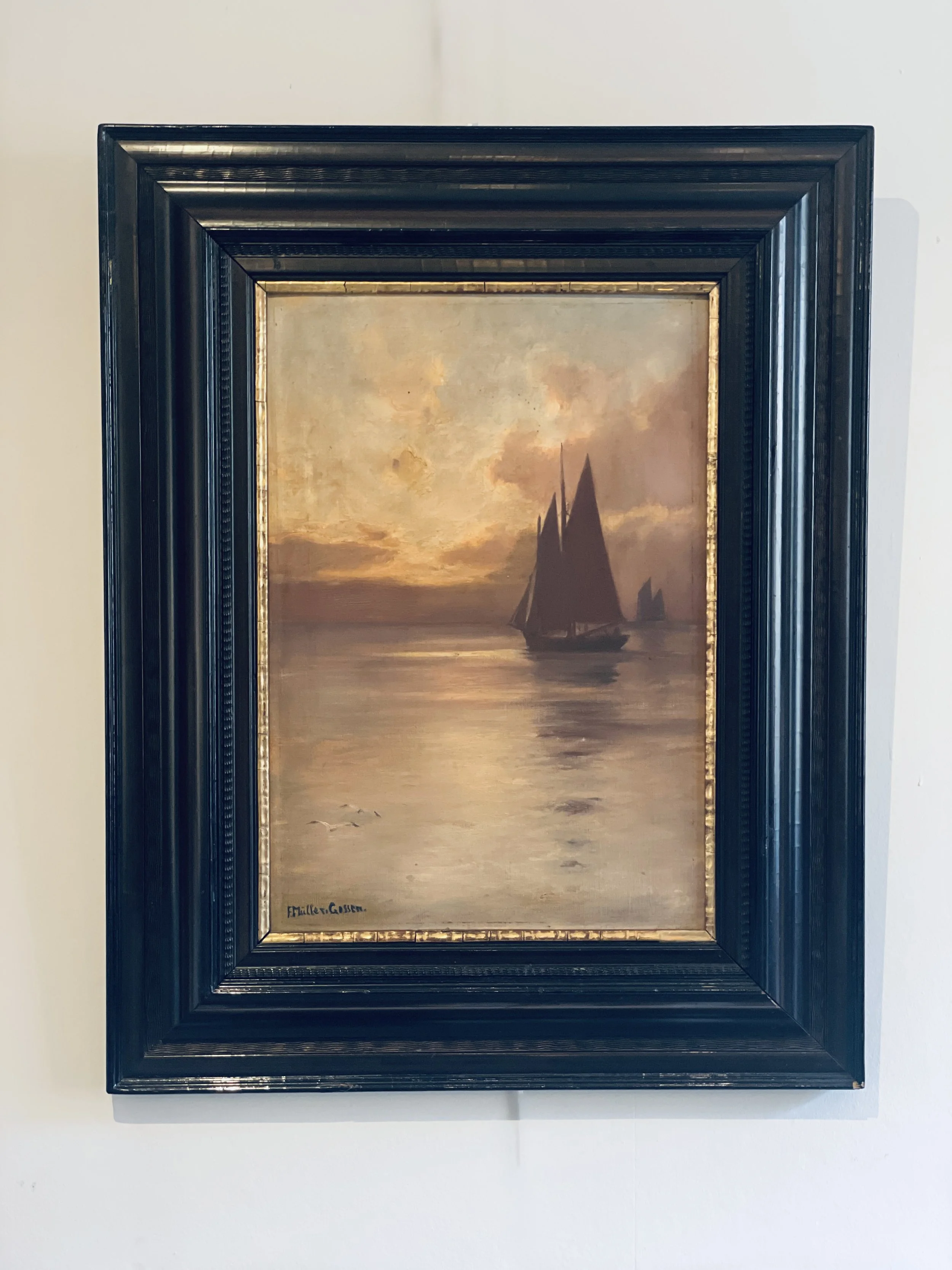 . Fishing Trawler At Sunset.    FRANZ MÜLLER GOSSEN (1871-1946).