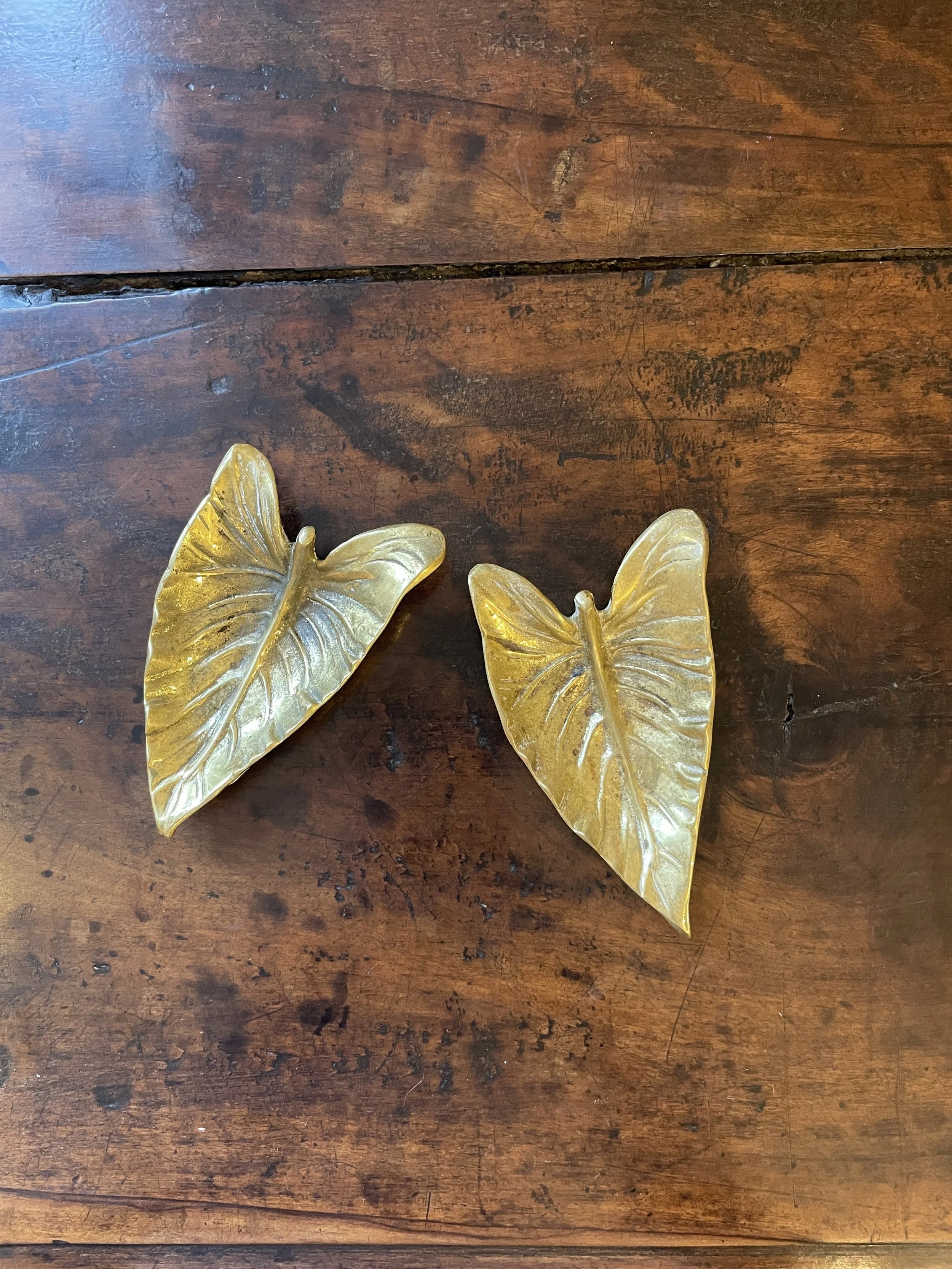 Small Brass Lily Leaves - America 1940's