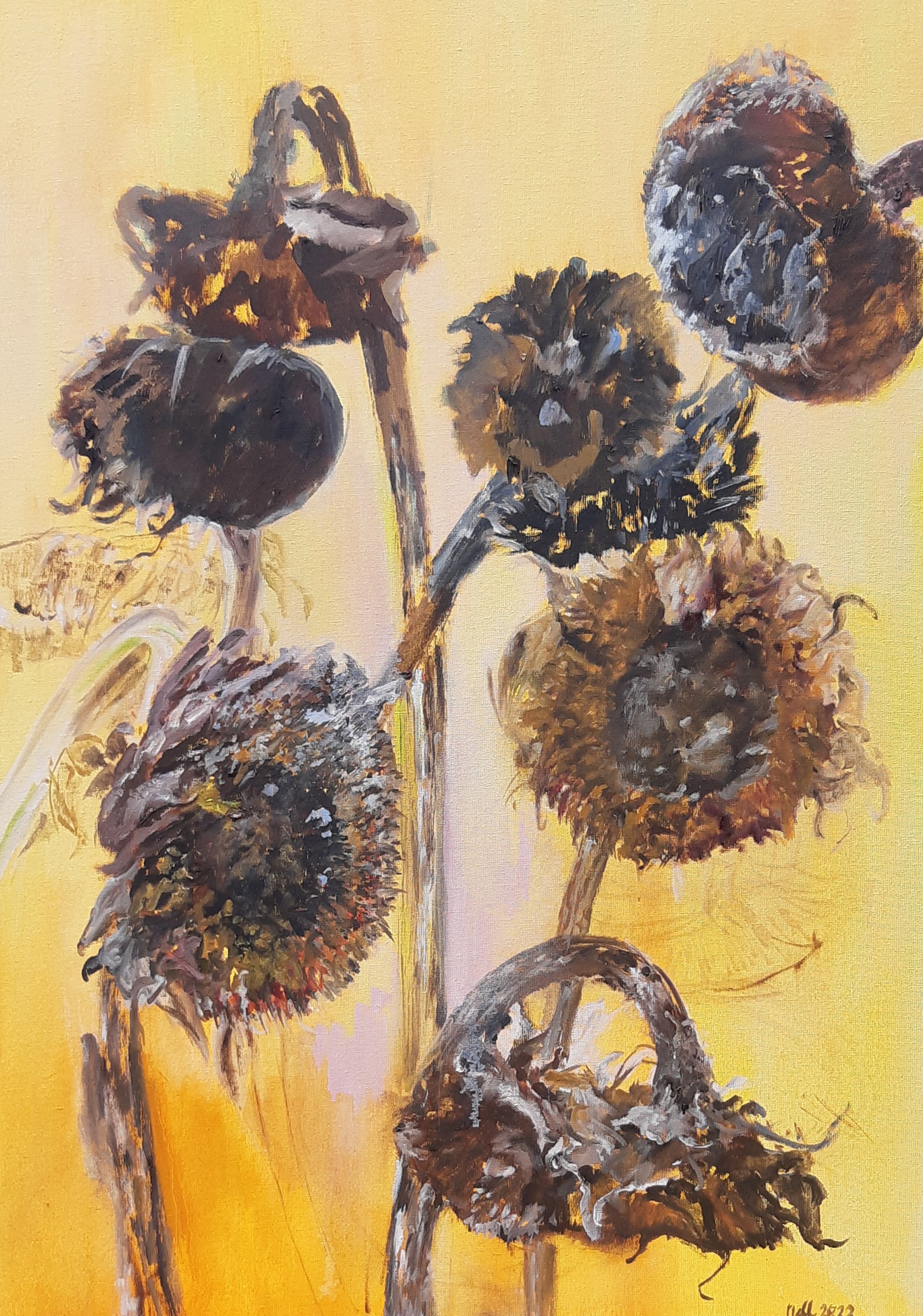 Adieu aux tournesols 2022, olieverf op linnen, 70 x 100 cm
