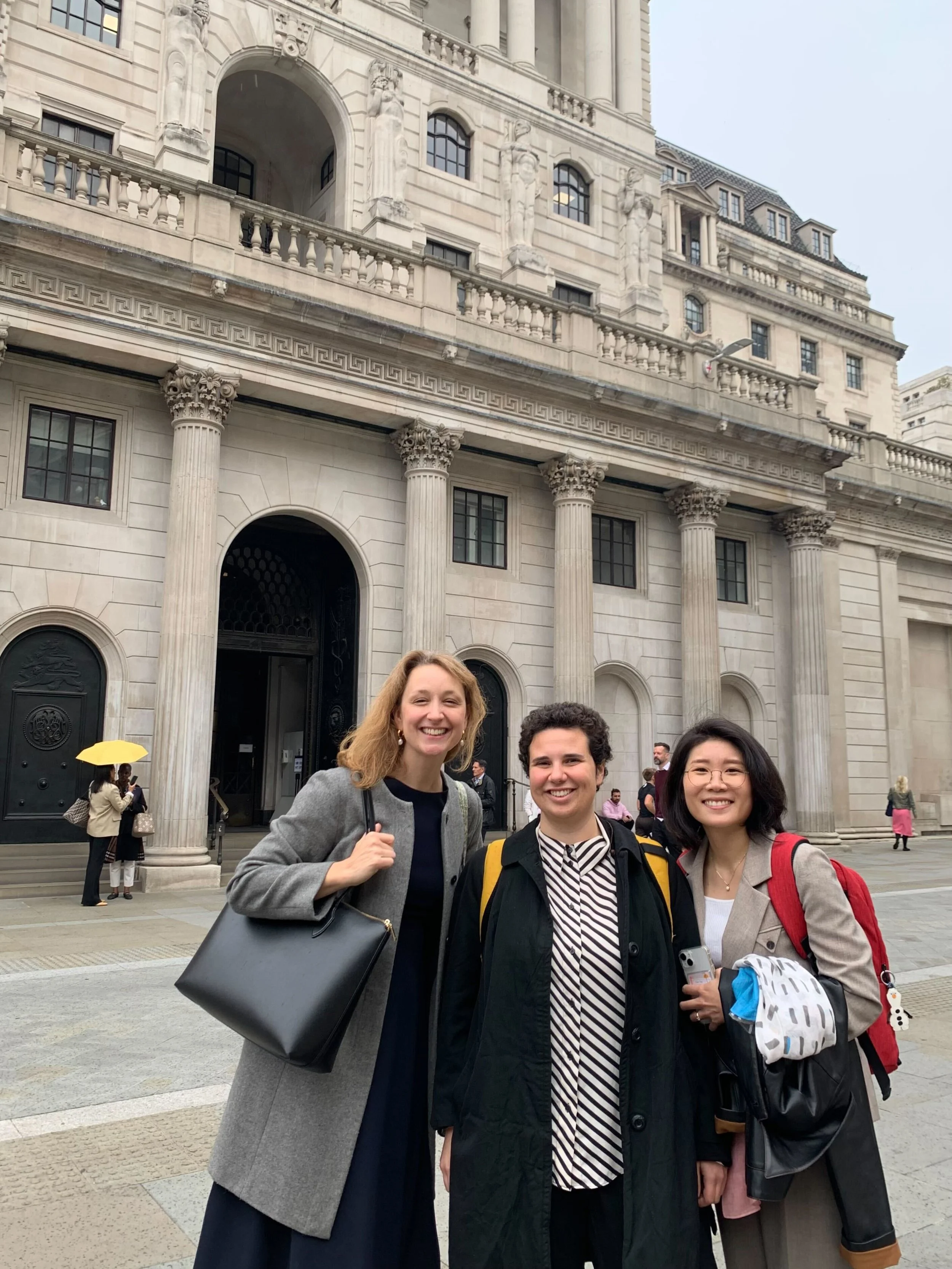   Members of the Bridge Group team outside the Bank of England, where new data for UK financial services was released by the Bridge Group and Progress Together, Oct 2025.   