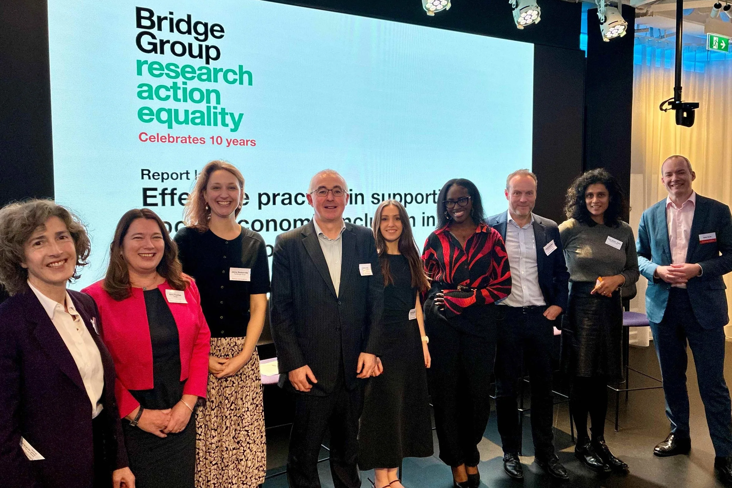   Presenters and panel at the launch of our collaborative research with eight law firms to identify effective practices to enhance socio-economic inclusion, Nov 2025.  