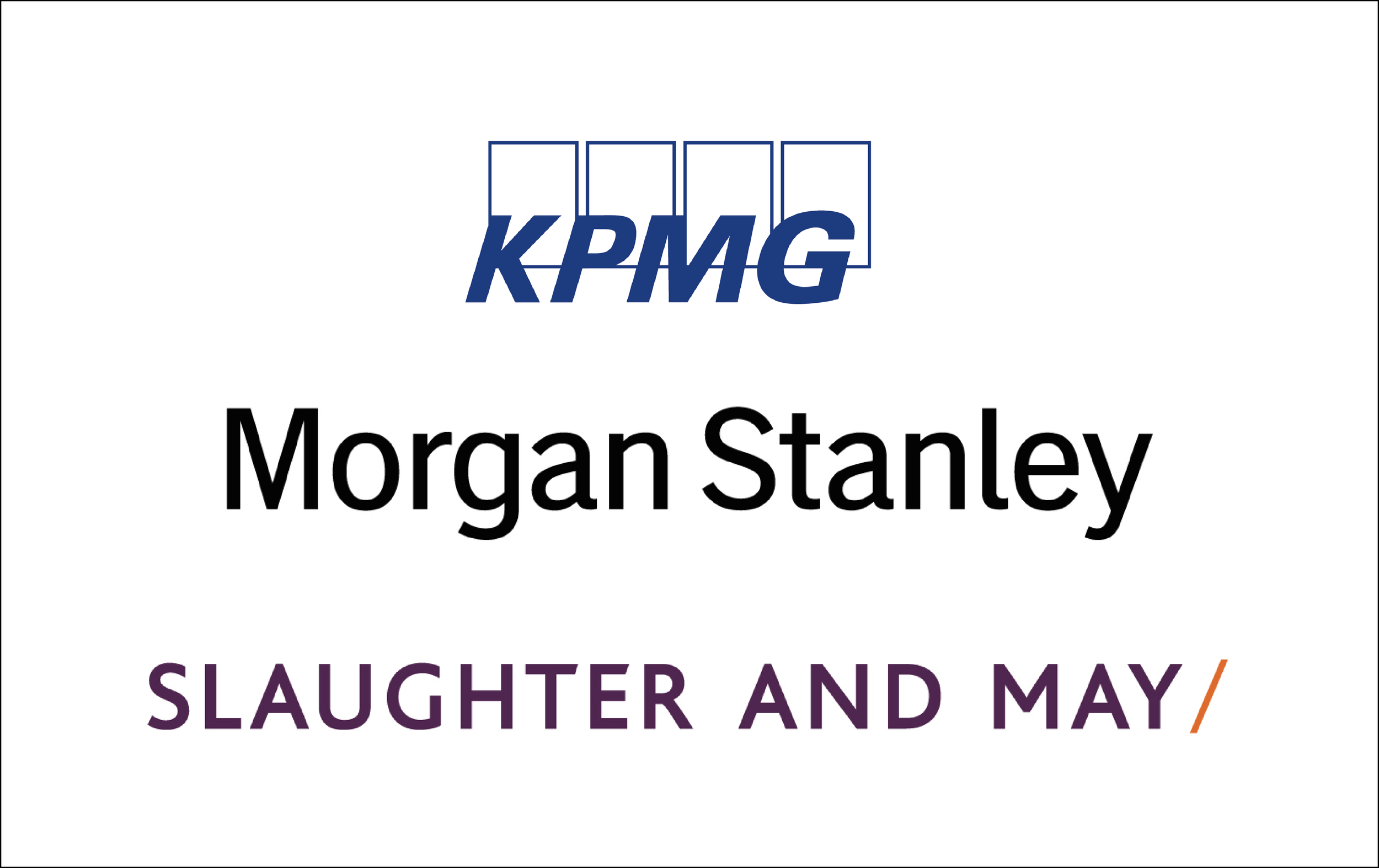 Logos from KPMG, Morgan Stanley and Slaughter and May