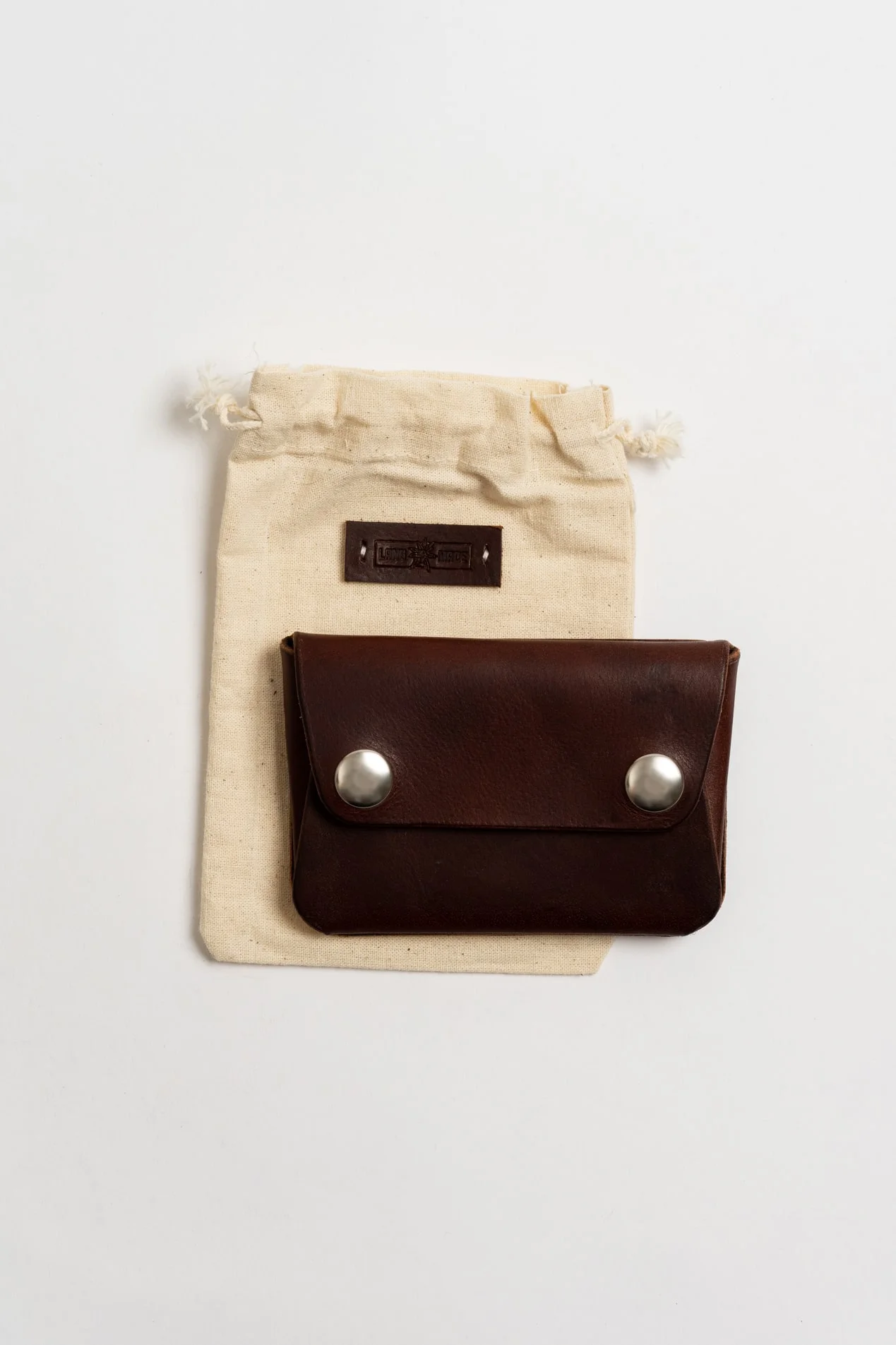 Made in Liverpool Tiroler Wallet in Leather Mahogany with fabric gift bag