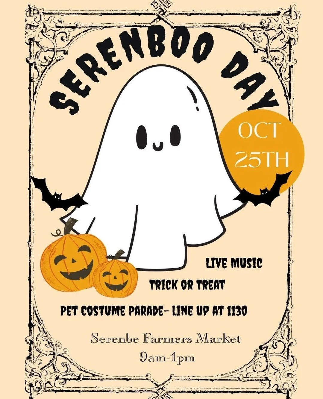 👻 We are so excited for SerenBoo Day to takeover the Serenbe Farmers Market this Saturday October 25th 9am-1pm on the Grange Green. 🧑&zwj;🌾🍁 There will be many amazing local vendors this weekend, we can't wait to see you there. ⁠
⁠
Saturday 10/25
