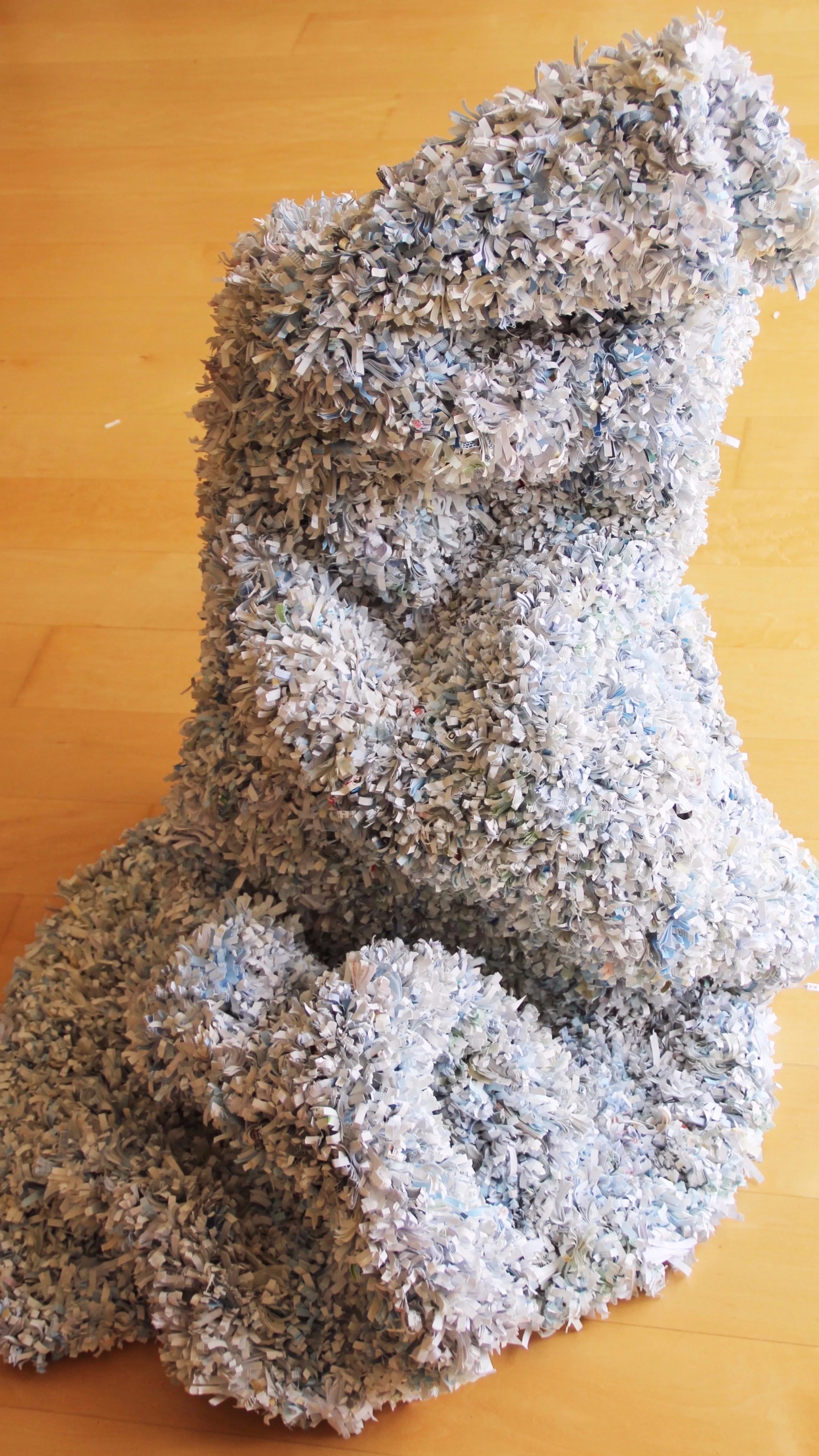 Envelop , quilt knitted from envelopes, The Biscuit Factory Gallery, Newcastle.