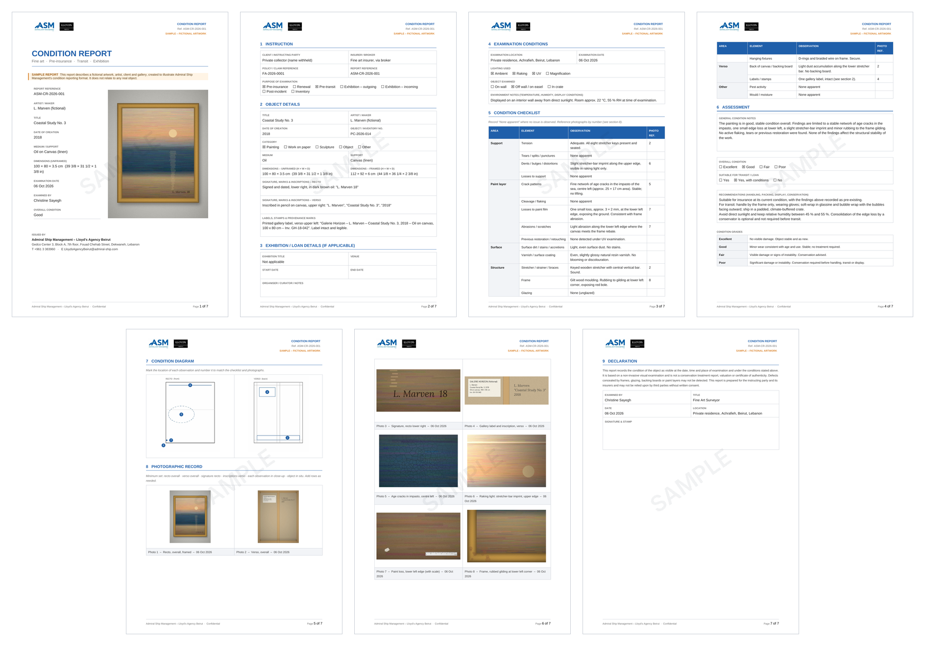 Sample ASM fine art condition report – Lebanon