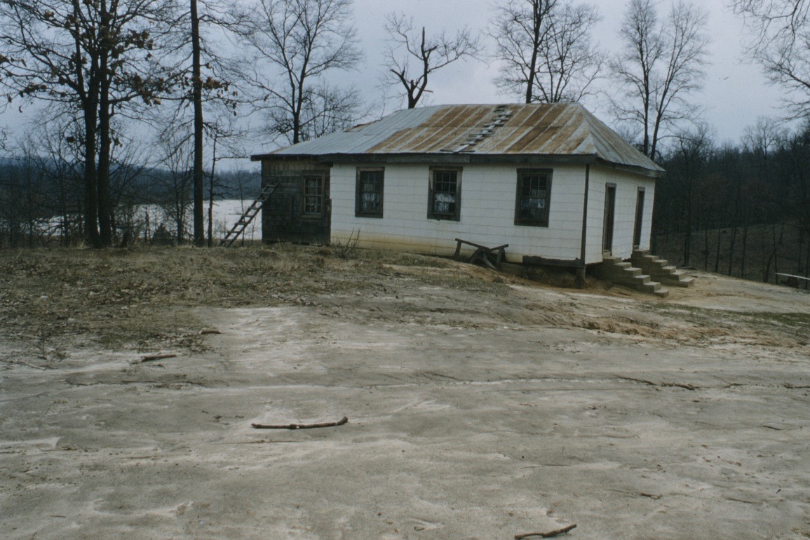 Outside of the rundown Hines Elementary School for black students in Benton County in 1956. John E. Phay collection at the University of Mississippi Libraries Digital Collections