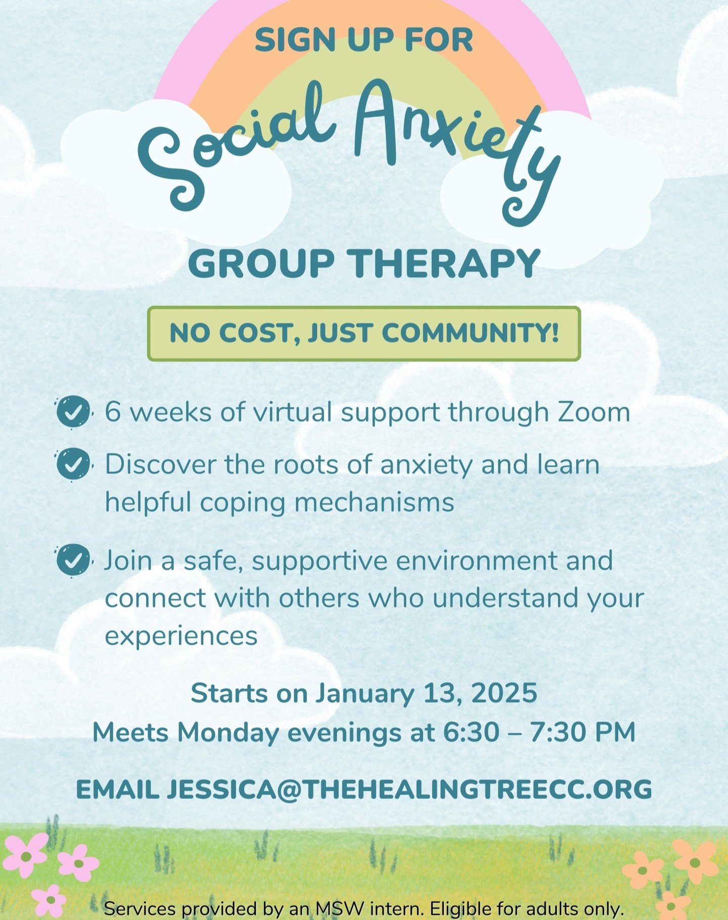 Our MSW intern, Calvin Hui, has an amazing group therapy opportunity coming next month! Social anxiety is a problem that many of us struggle with - join group to learn more about the roots of your anxiety and gain helpful coping mechanisms to support