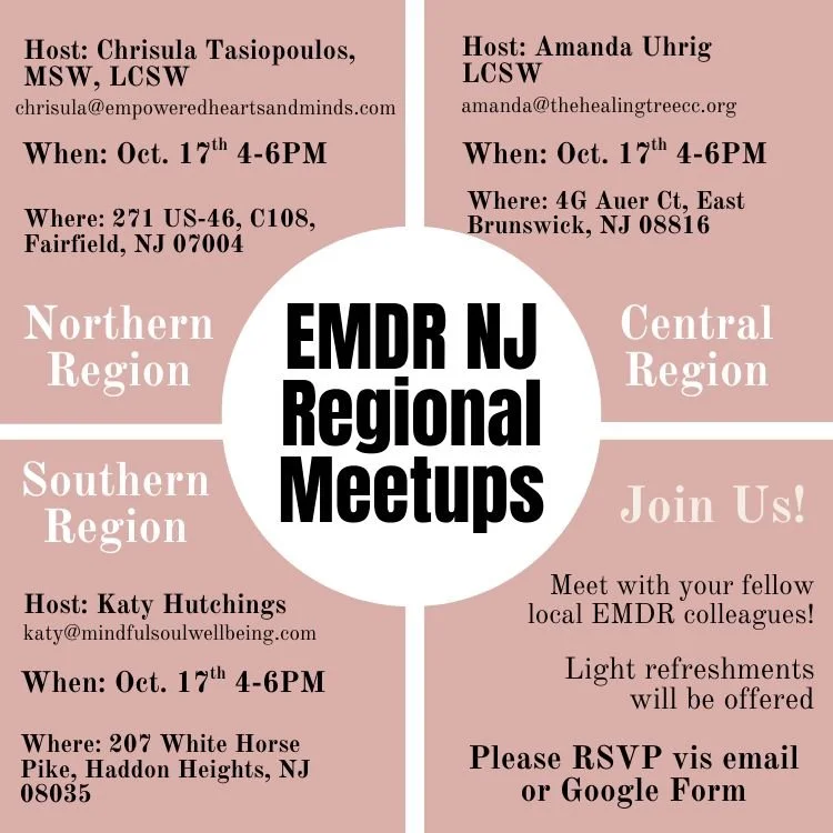 The Healing Tree is excited to host the Fall 2025 meet up for EMDR practitioners!  Join us for light refreshments and networking on Friday, 10/17/25 from 4pm-6pm.  Drop in for the whole event or just a portion!  Bring your business cards and meet oth