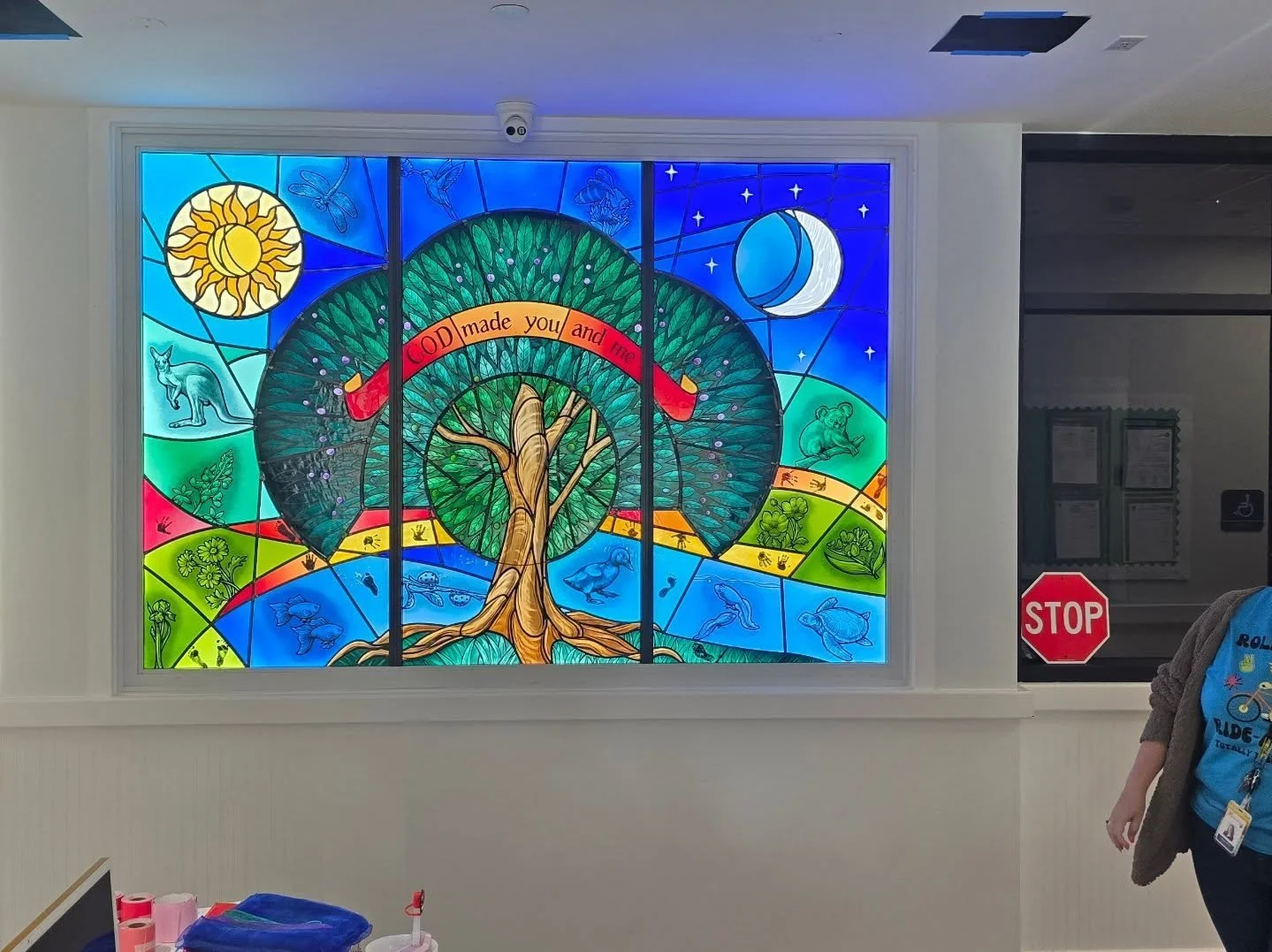 Daily views!
Big thank you to St. Andrew Presyterian for trusting FSG with the new addition to the preschool. 

#sacredspace #paintingwithlight #madeinusa #itsallinthedetails #madeintexas #sacredart #detailsmatter #bryan #handpainted #artglass #stain