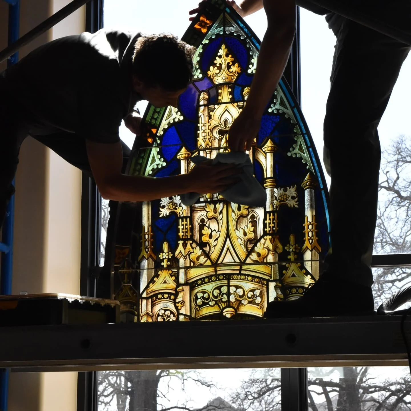 #2 of 10 in the books for St. Philip's collection of remastered and restored stained glass windows.  #recycling #restored #restoration #stphilip #sacredart #itsallinthedetails #madeintexas #bryantexas #paintingwithlight #painting_forever_art