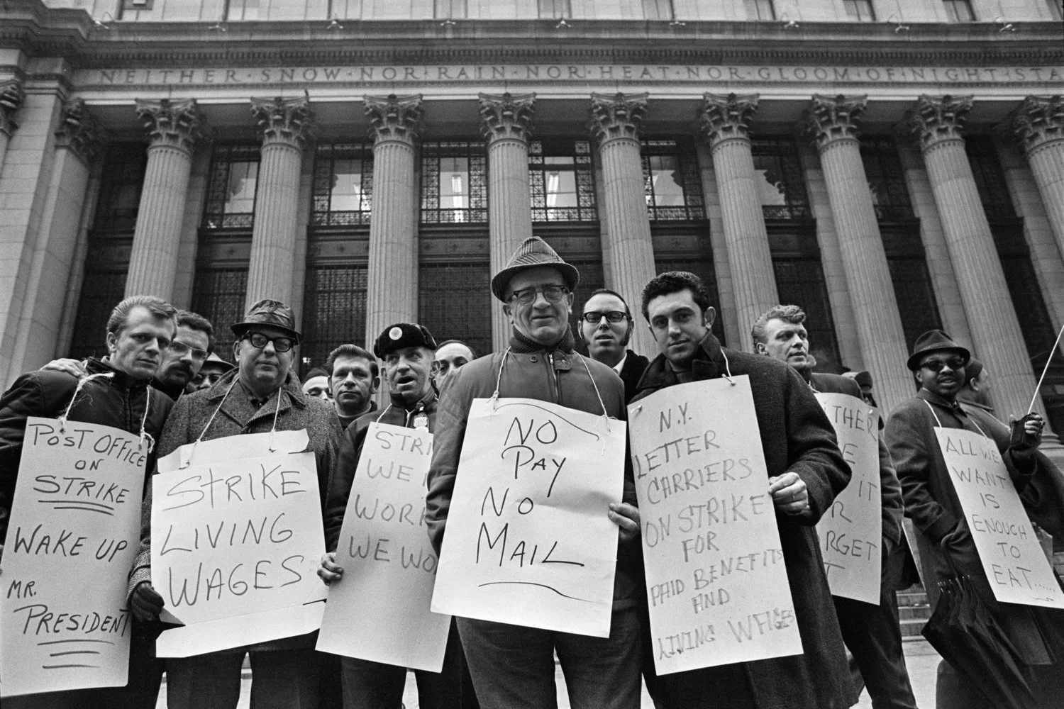 Postal workers out on an illegal strike in 1970.