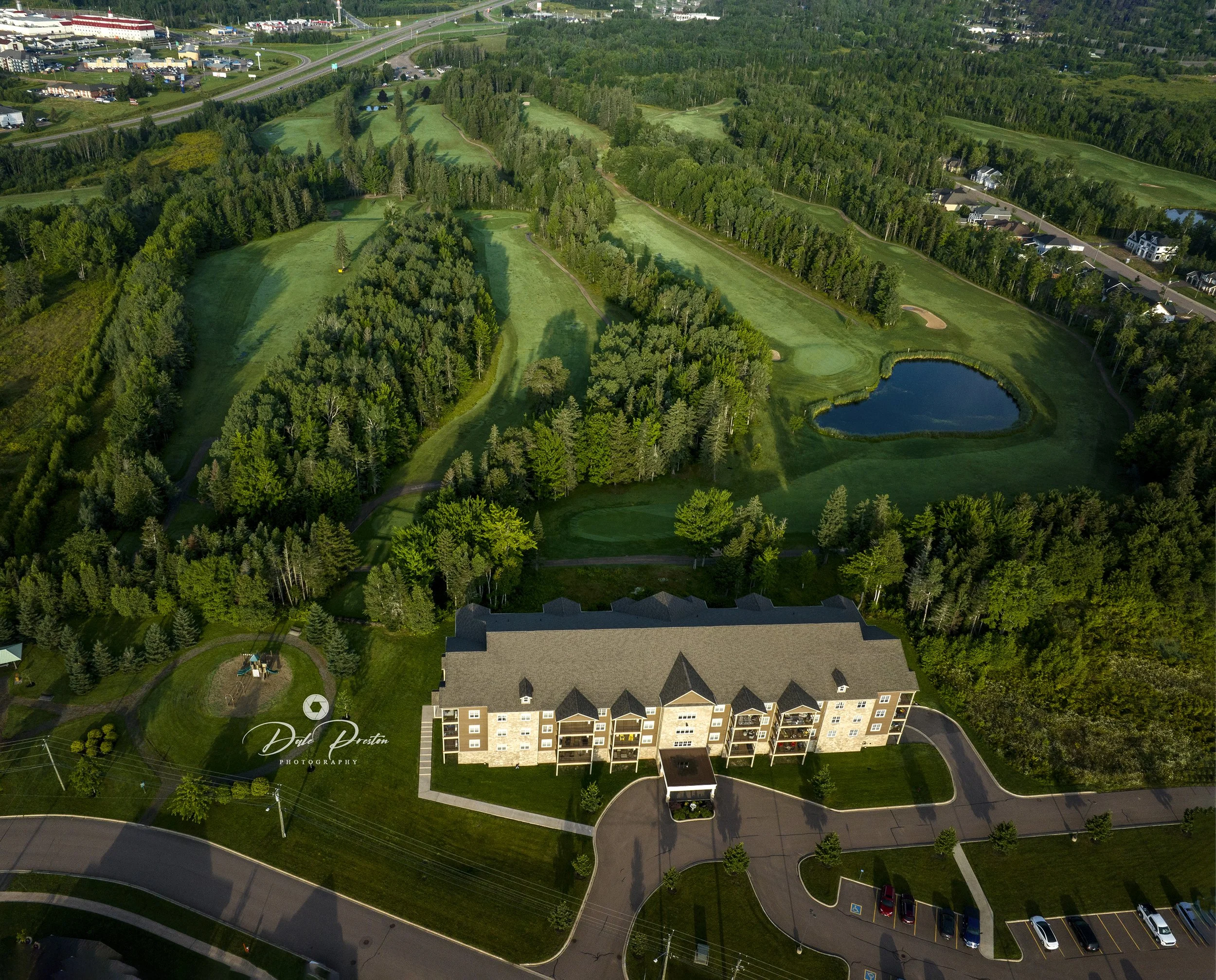 An aerial view of Mountain Woods Golf course