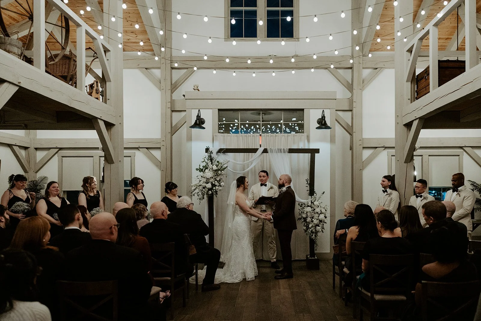 An indoor wedding ceremony at the Grove at Briar Barn Inn