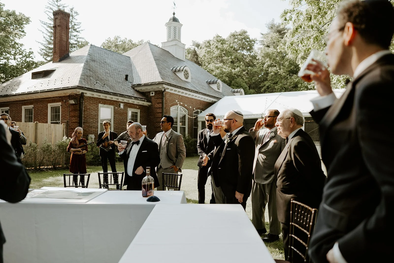 Wedding guests at an estate wedding venue