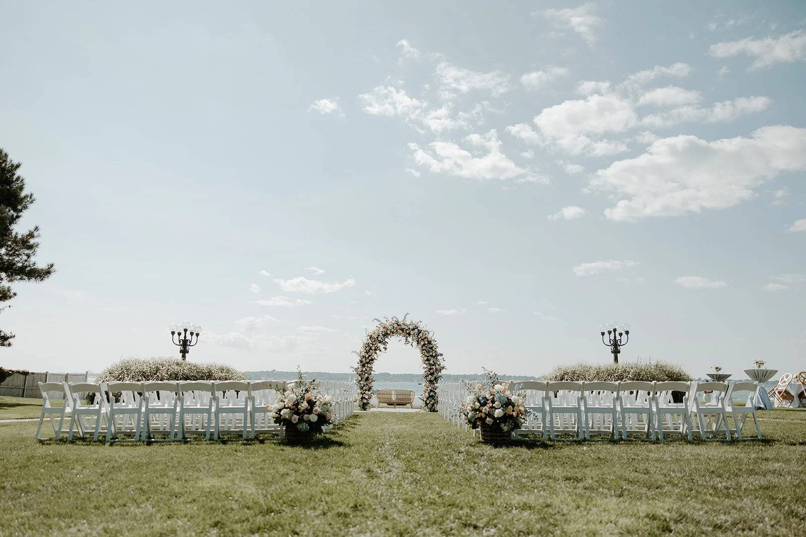 A wedding ceremony setup at Belle Mer