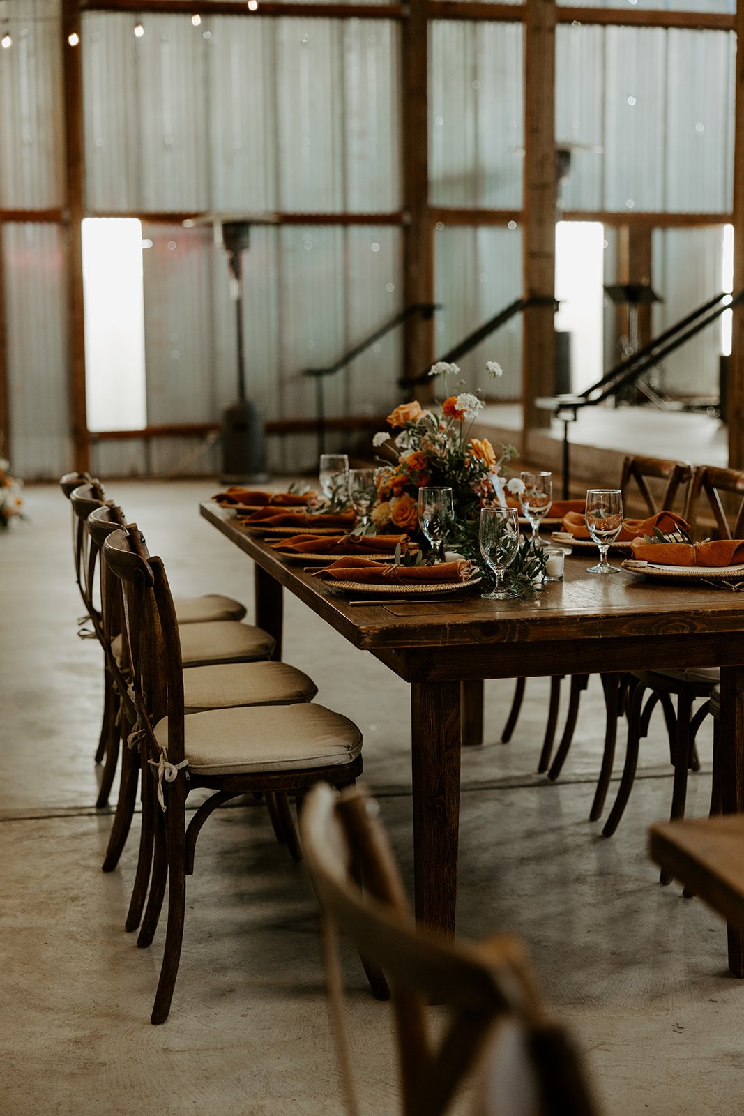 Wedding tables set up for a whimsical wedding