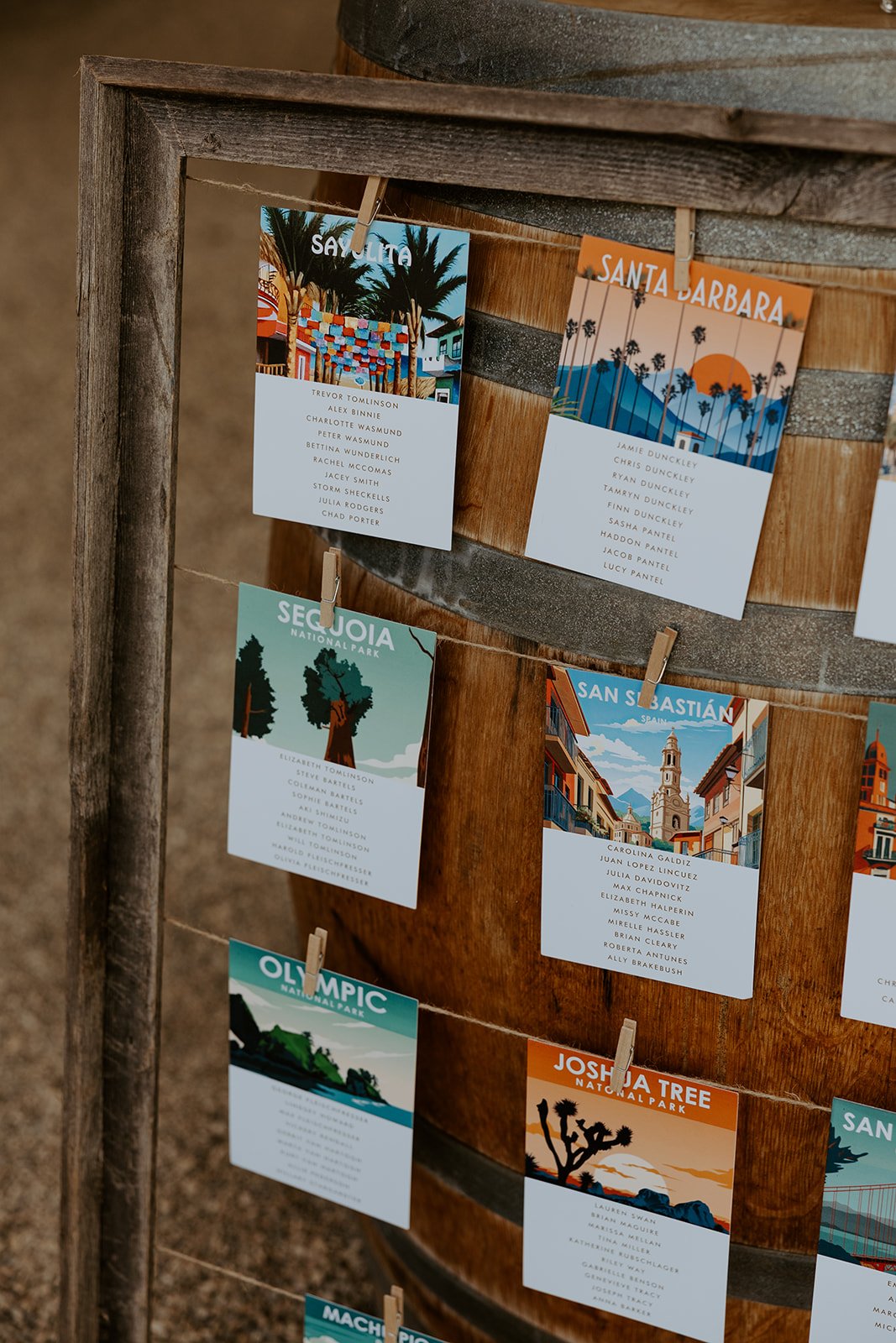 A wedding seating chart for a whimsical wedding