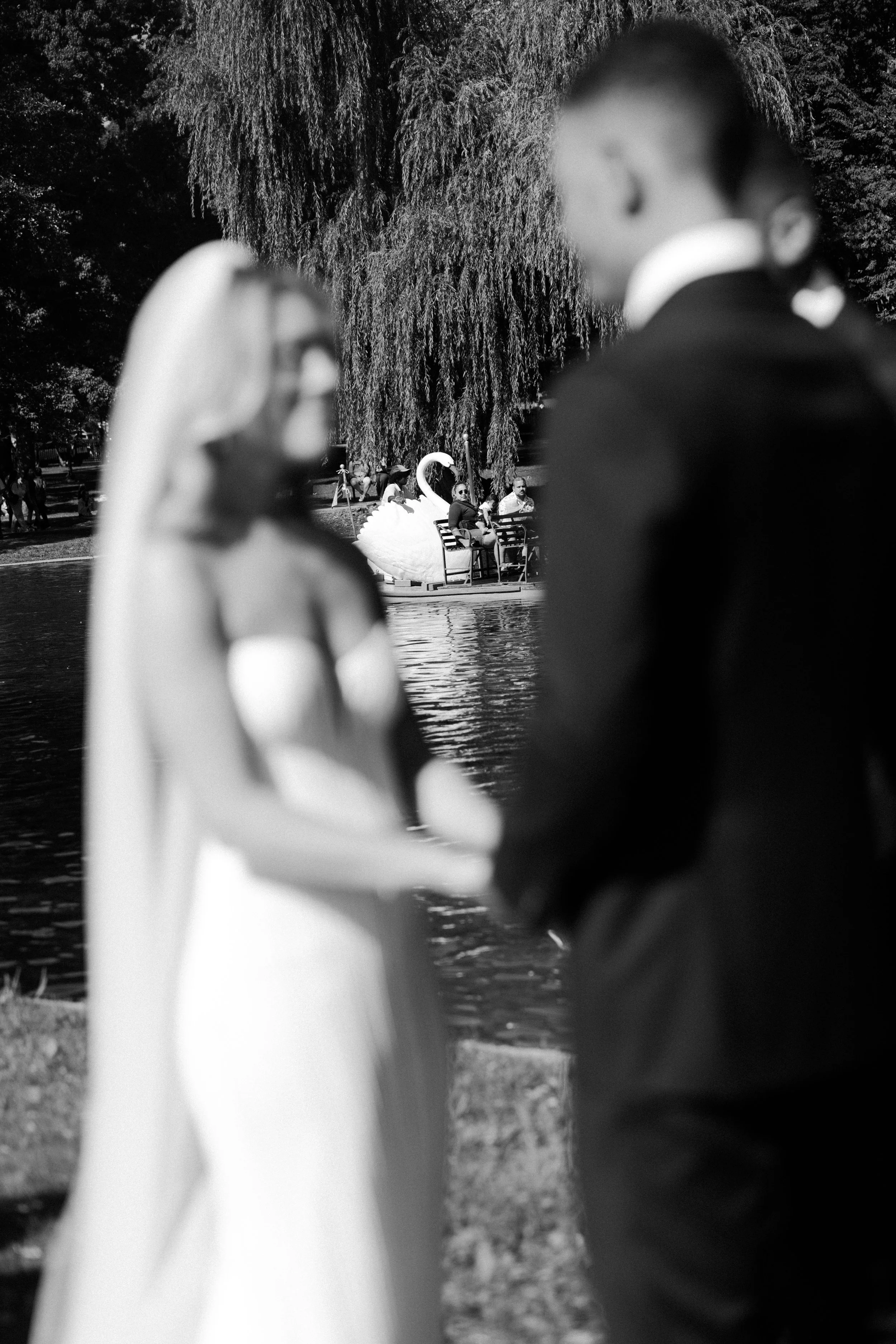 A couple during their ceremony at one of my favorite elopement locations, Boston Public Garden