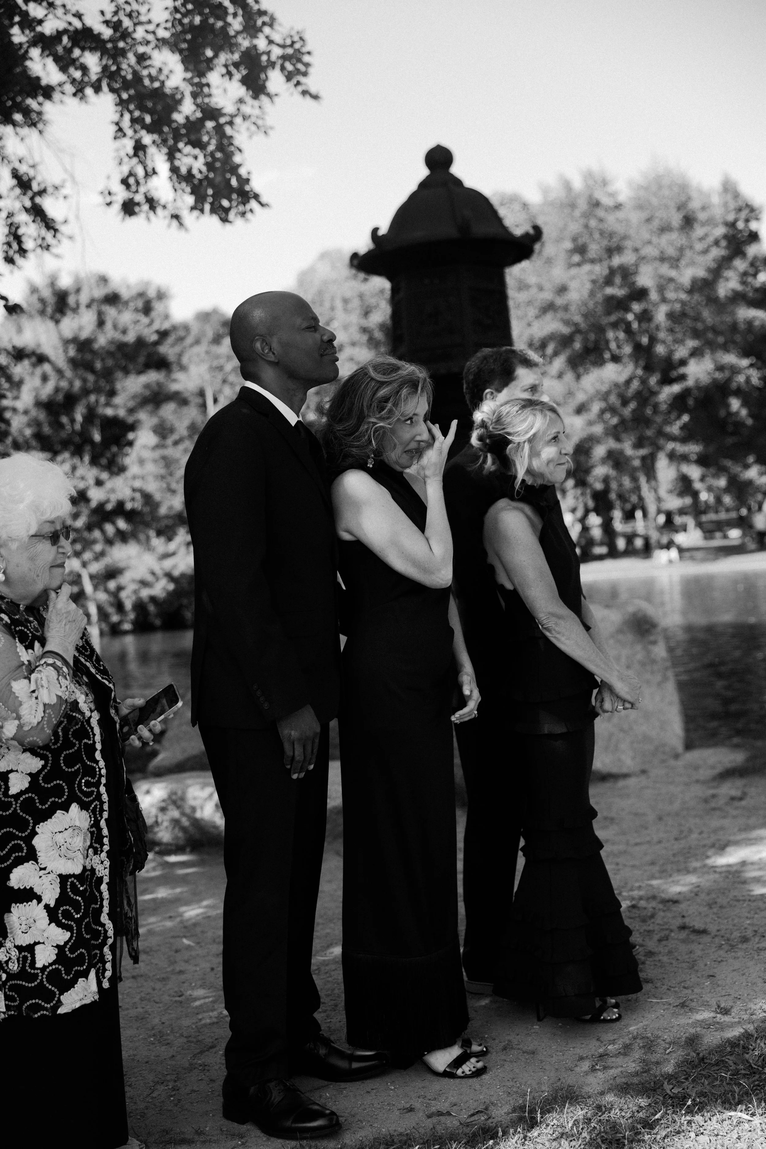 Guests crying during an elopement at Boston Public Garden