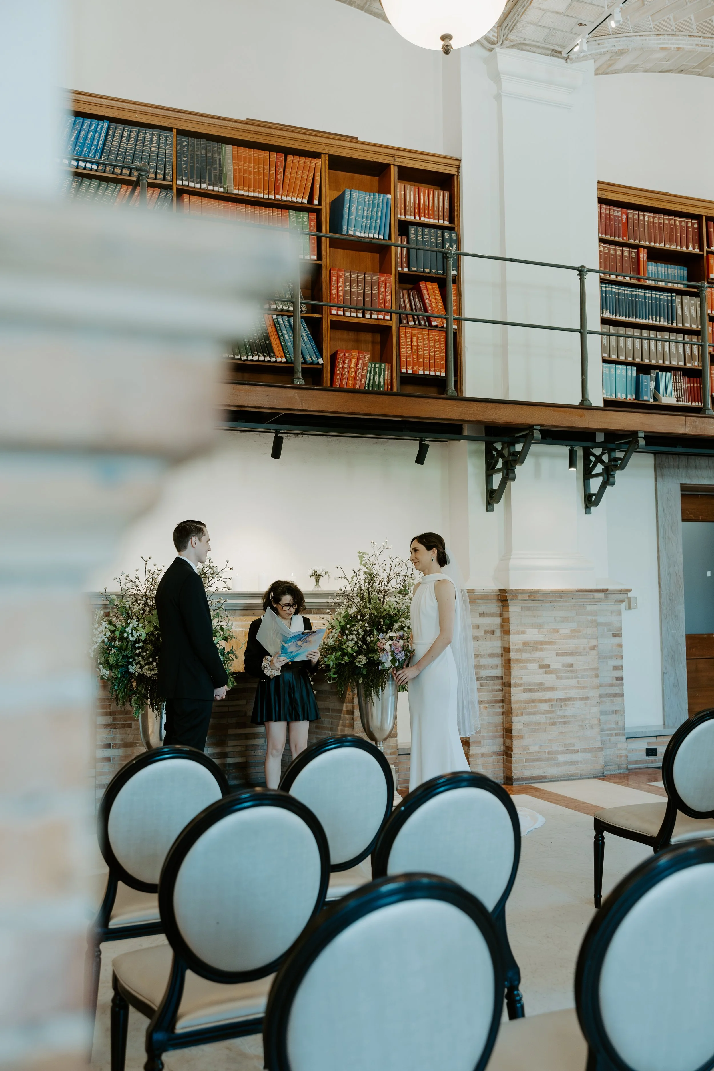 A couple during their Boston Elopement at Boston Public Library