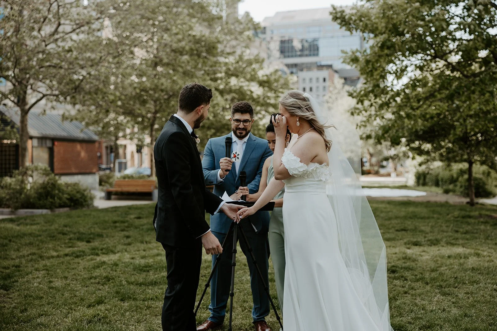 A couple eloping at The Greenway, one of my favorite Boston elopement locations