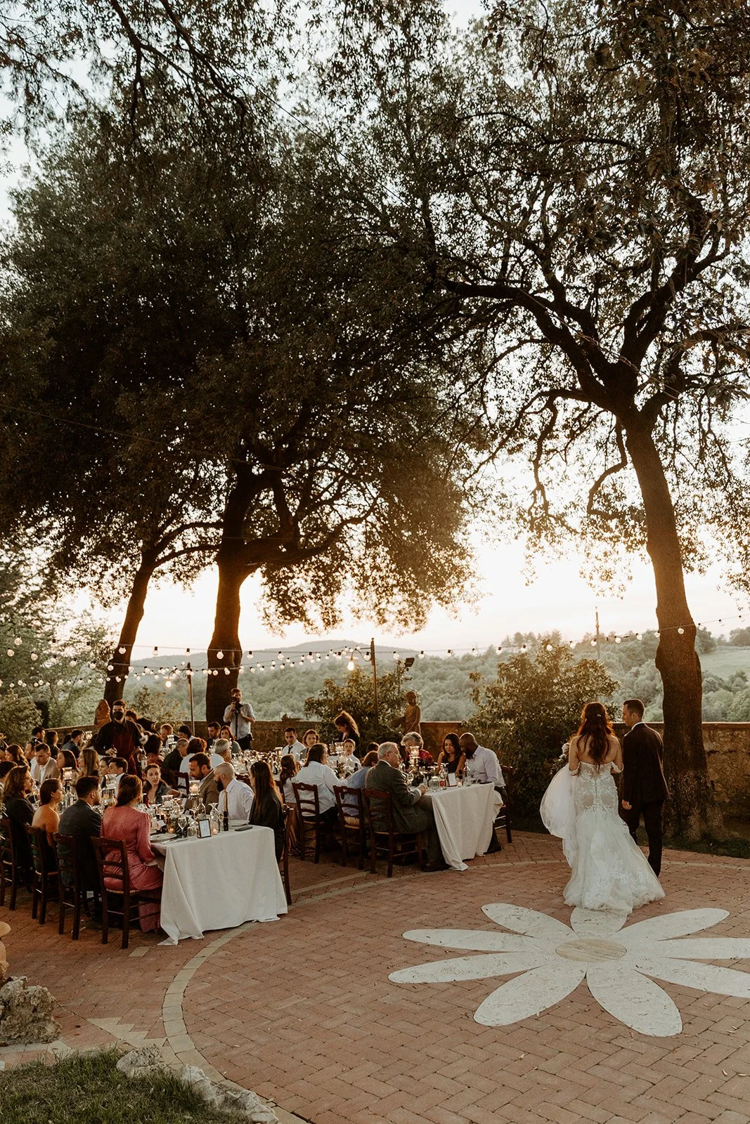 A candid photo of guests at a destination wedding location in italy