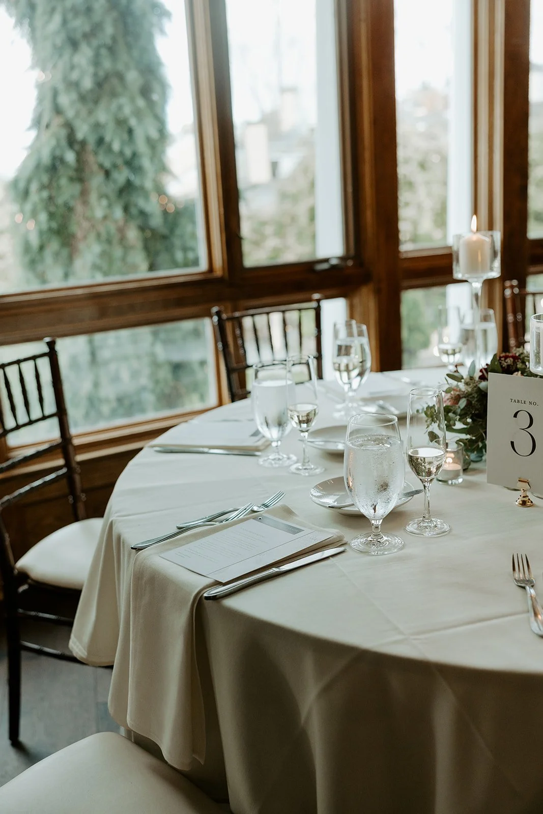 A fall wedding table setup