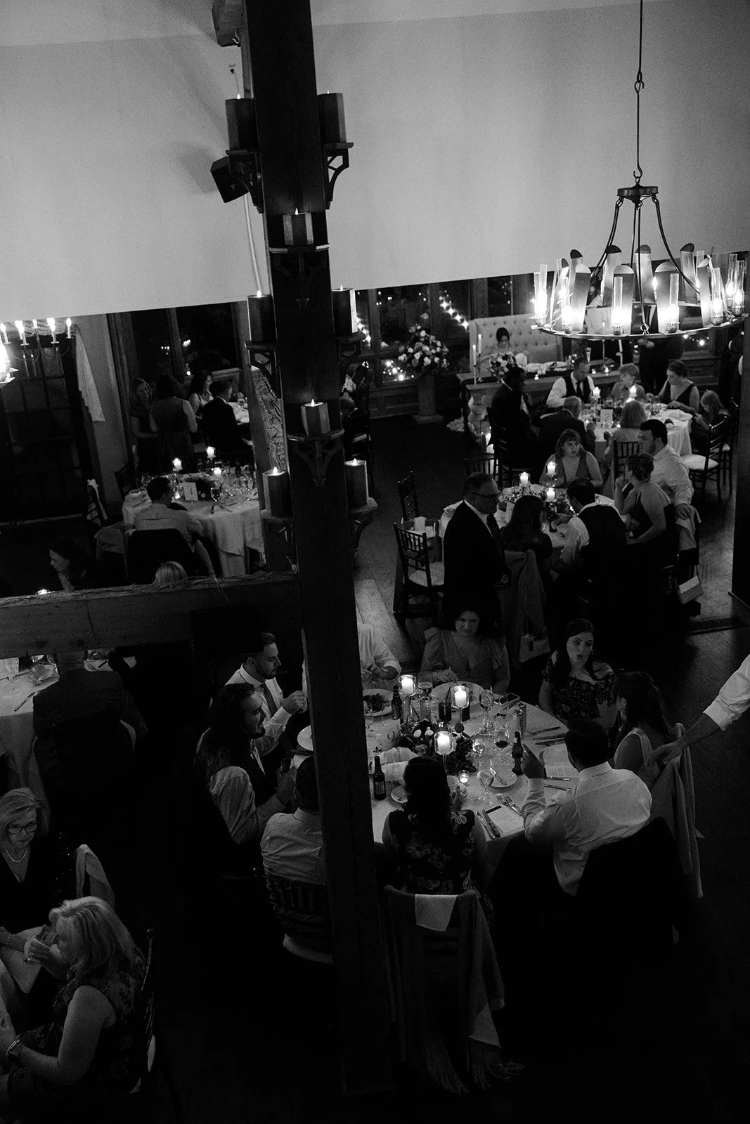 A wedding reception from above