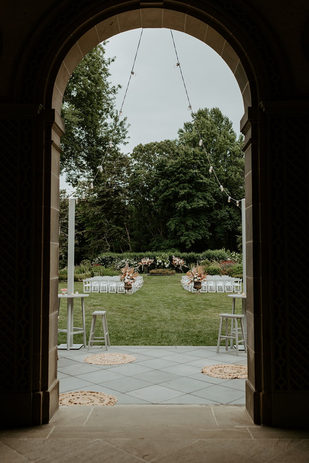 A wedding ceremony setup at Glen Manor House