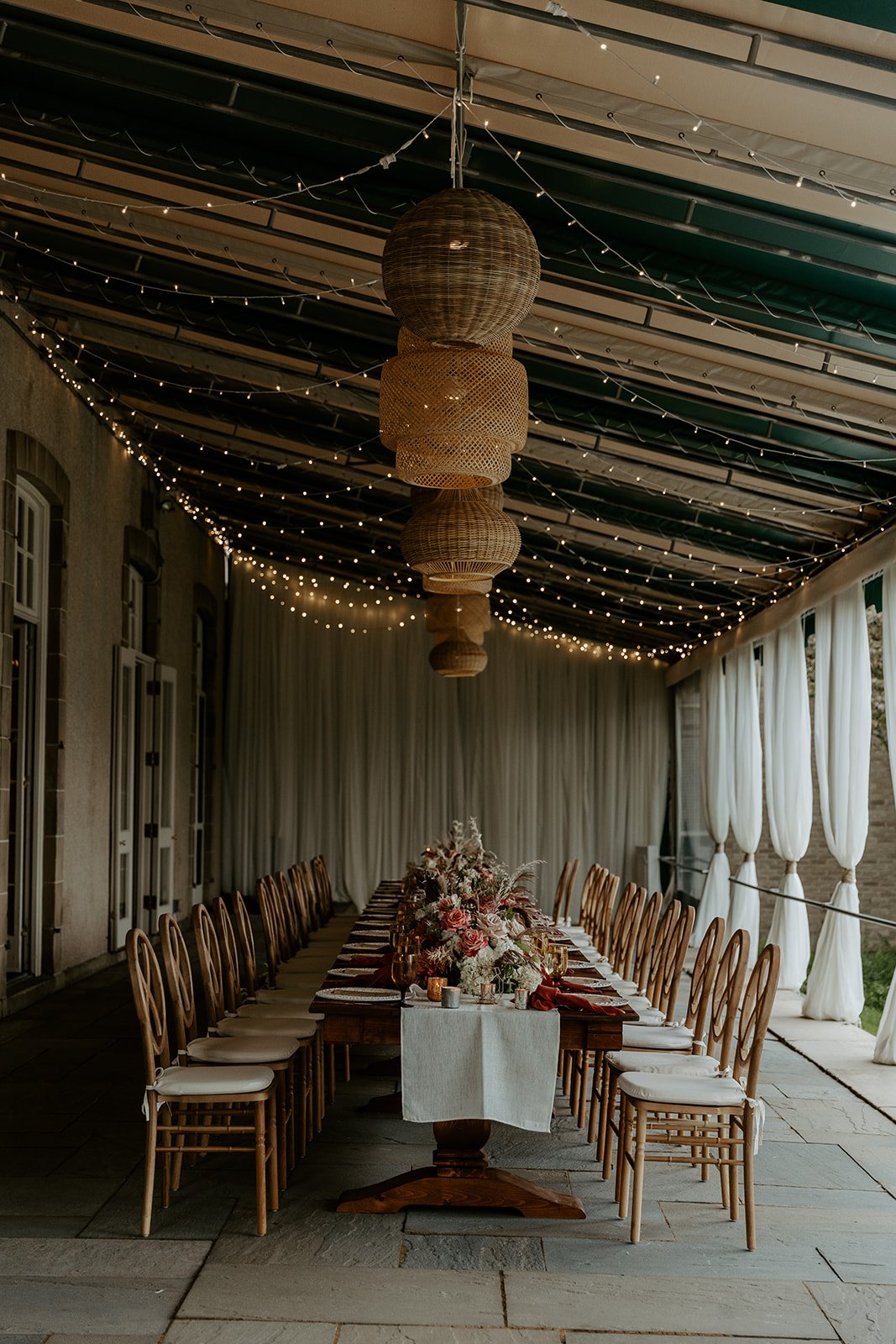 A wedding reception setup at Glen Manor House