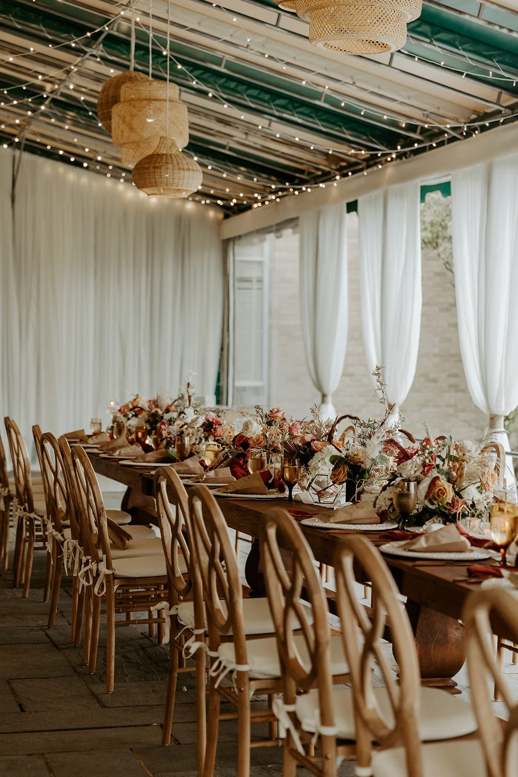 A wedding reception setup at Glen Manor House