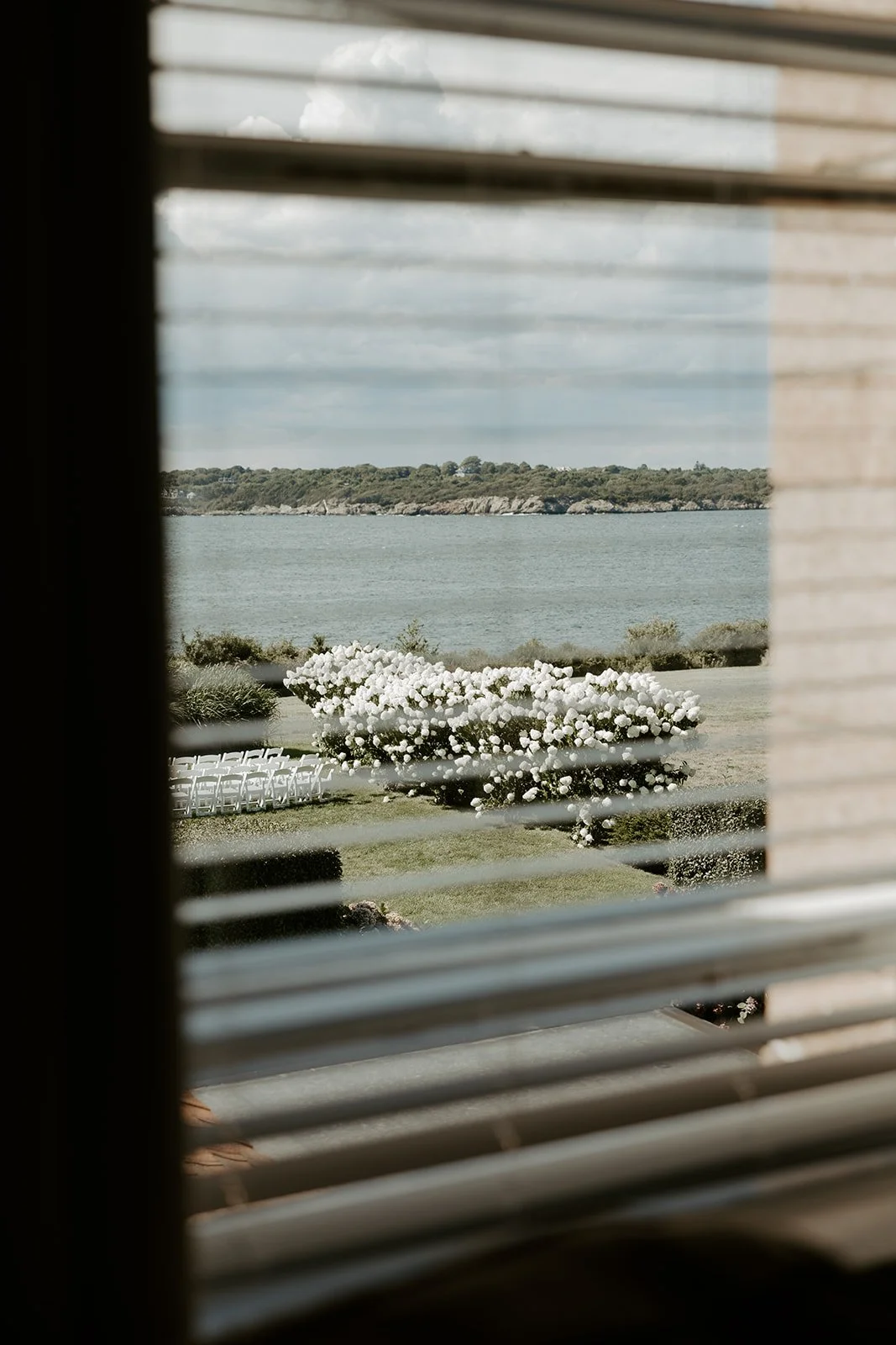 A wedding ceremony setup at Oceancliff Hotel